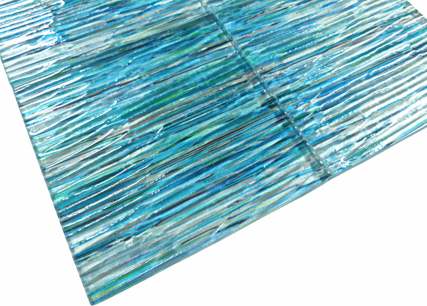 Rainbow Streak Aqua 6x6 Glossy Glass Tile Royal Tile & Stone