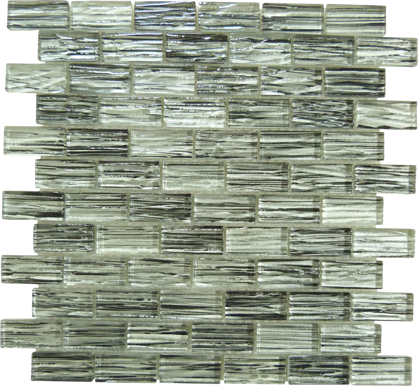 Rainbow Streak Dusk Grey 1x2 Glossy Glass Tile Royal Tile & Stone