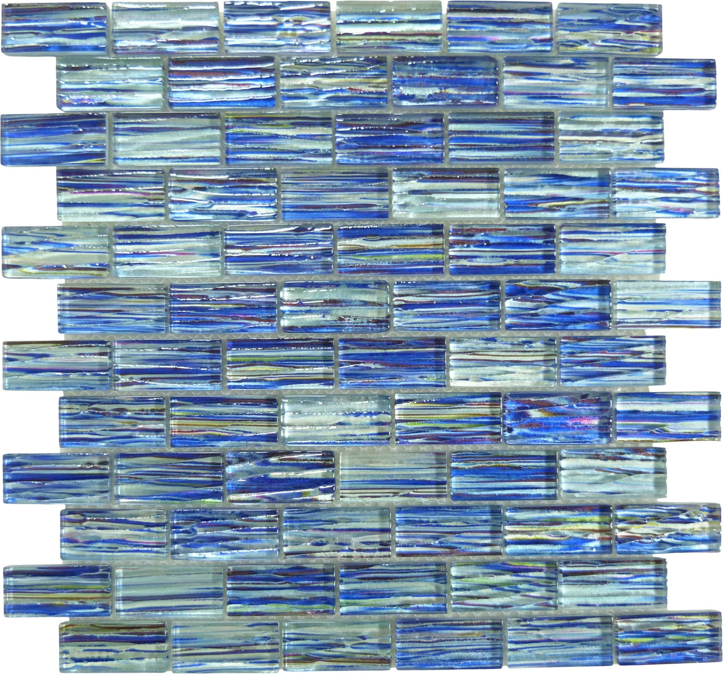 Rainbow Streak Indigo Blue 1x2 Glossy Glass Tile Royal Tile & Stone