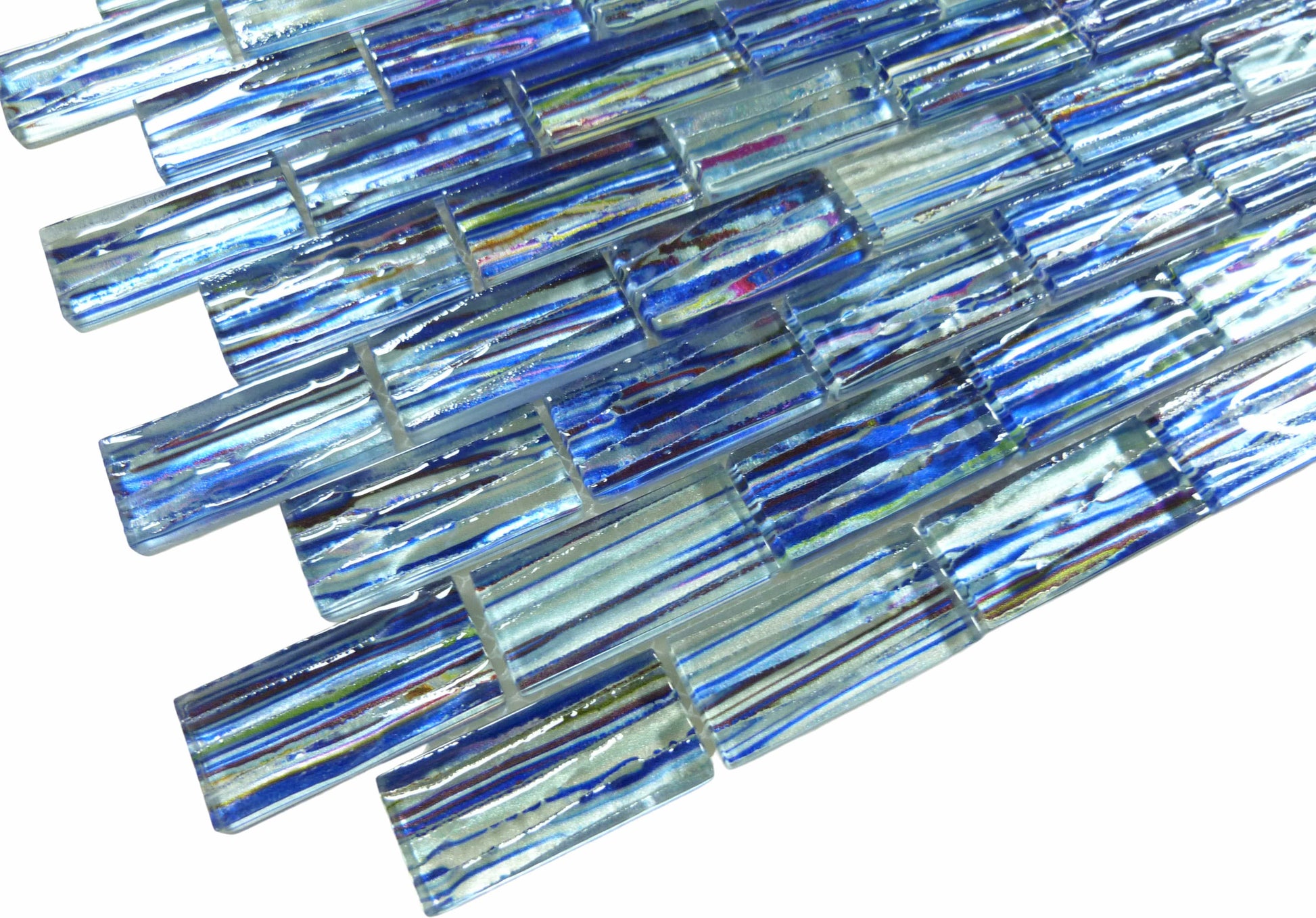 Rainbow Streak Indigo Blue 1x2 Glossy Glass Tile Royal Tile & Stone