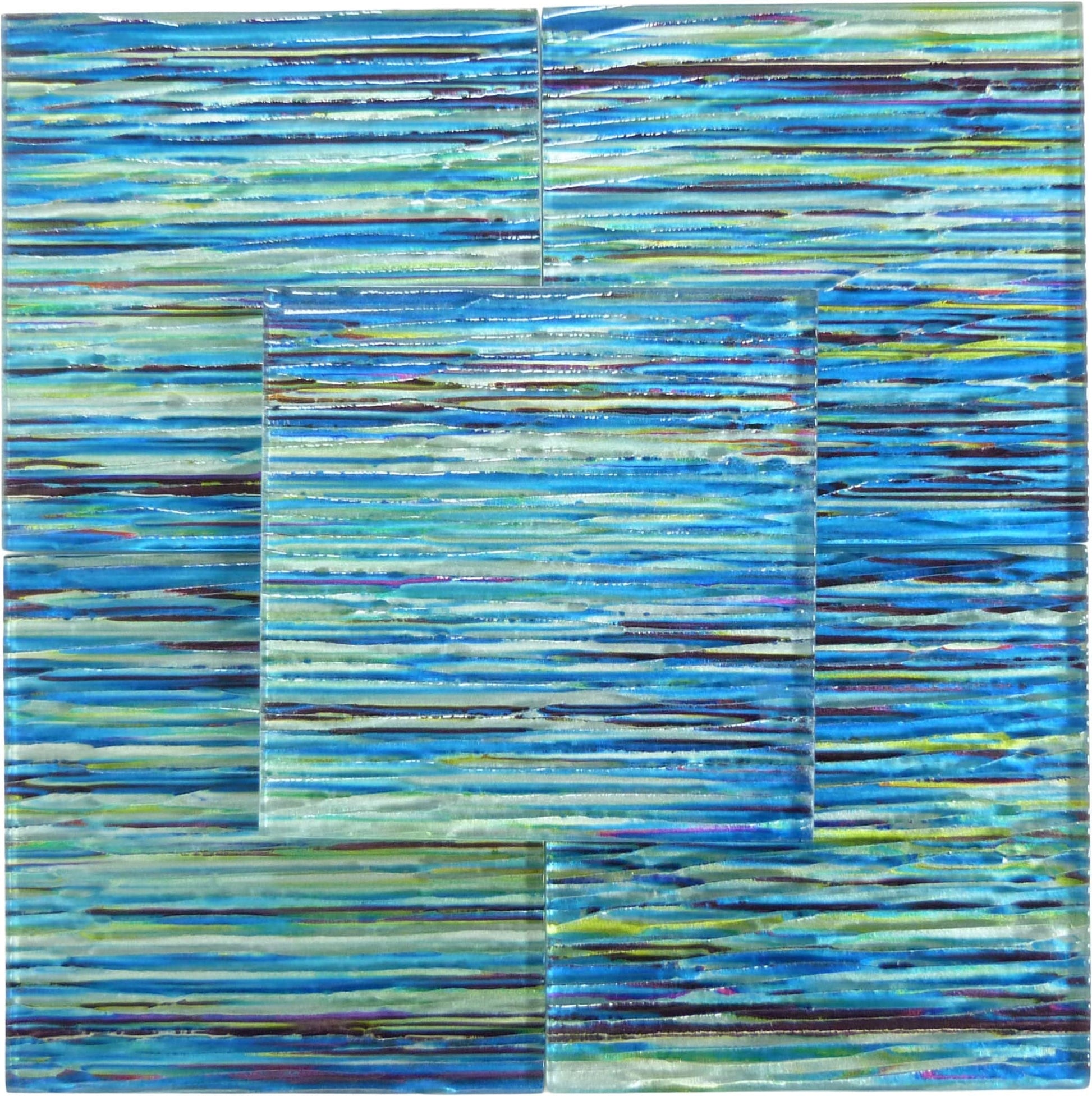 Rainbow Streak Ocean Blue 6x6 Glossy Glass Tile Royal Tile & Stone