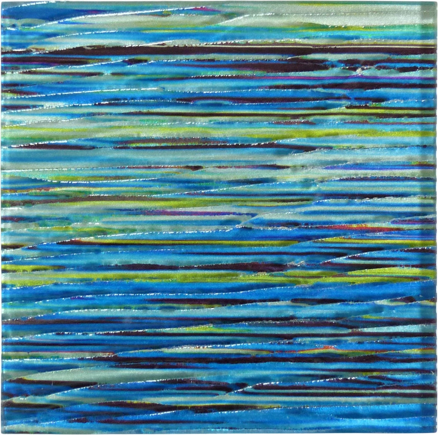 Rainbow Streak Ocean Blue 6x6 Glossy Glass Tile Royal Tile & Stone