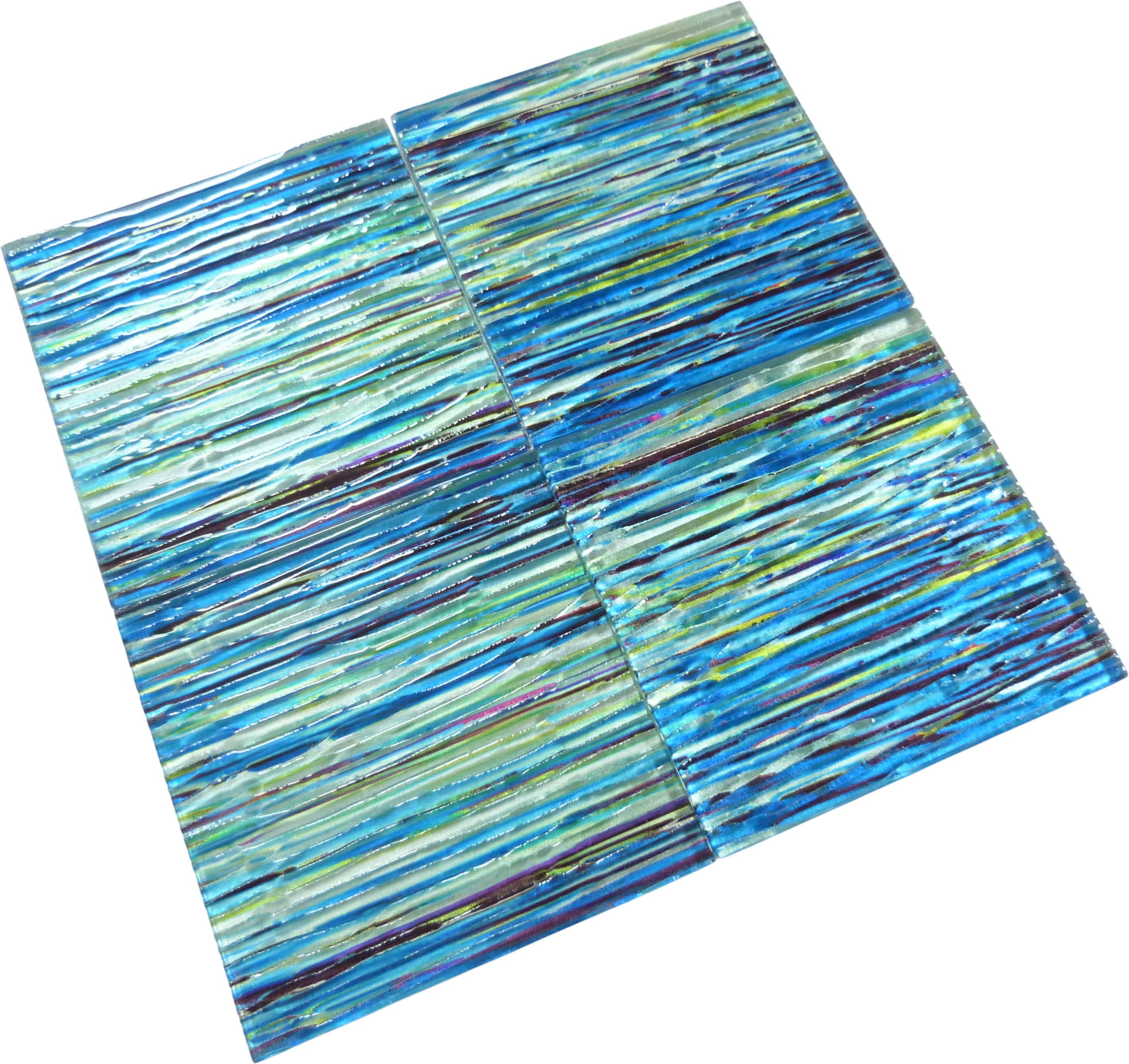 Rainbow Streak Ocean Blue 6x6 Glossy Glass Tile Royal Tile & Stone