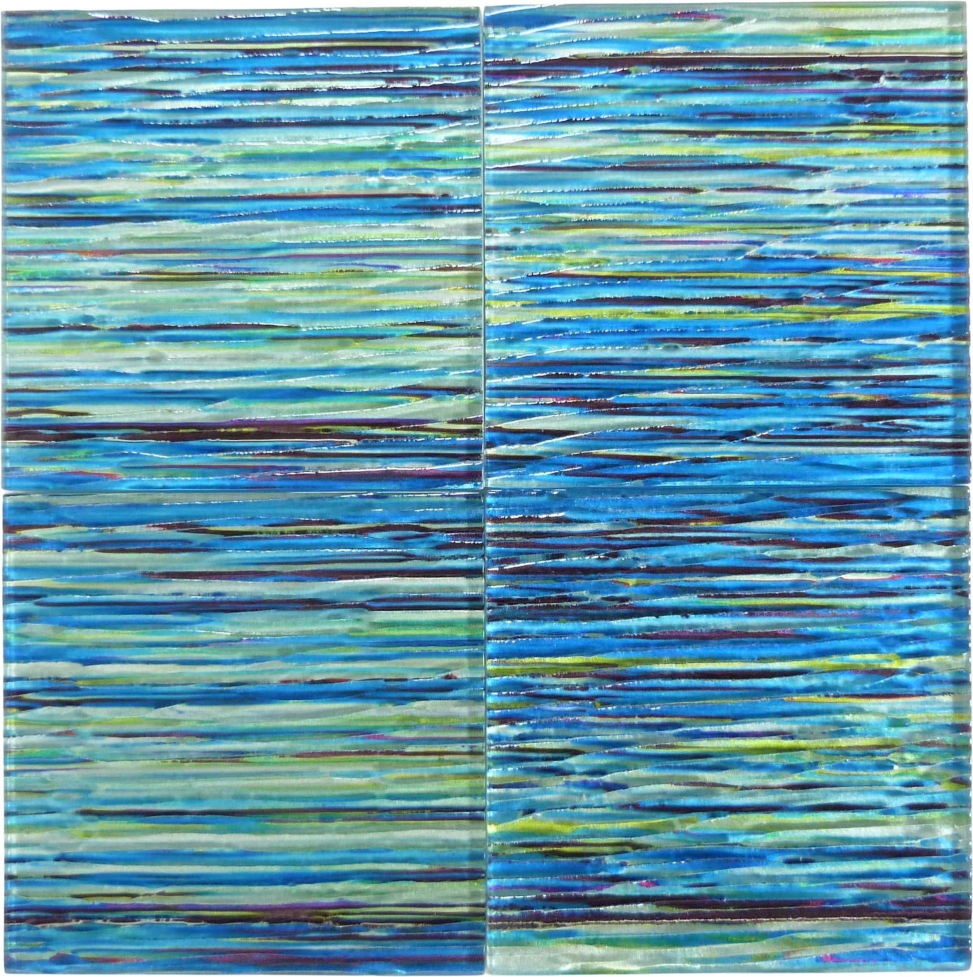 Rainbow Streak Ocean Blue 6x6 Glossy Glass Tile Royal Tile & Stone