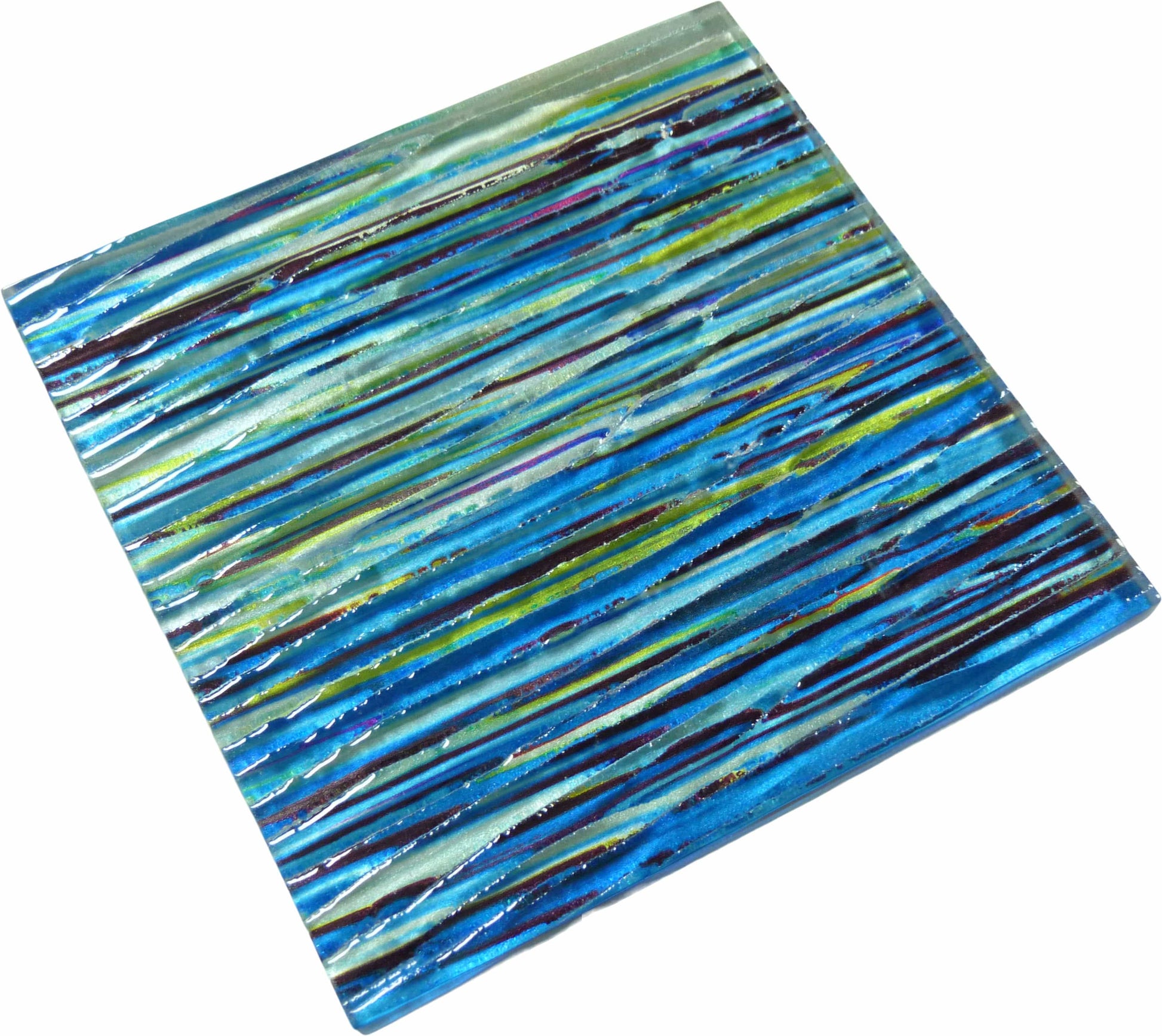 Rainbow Streak Ocean Blue 6x6 Glossy Glass Tile Royal Tile & Stone