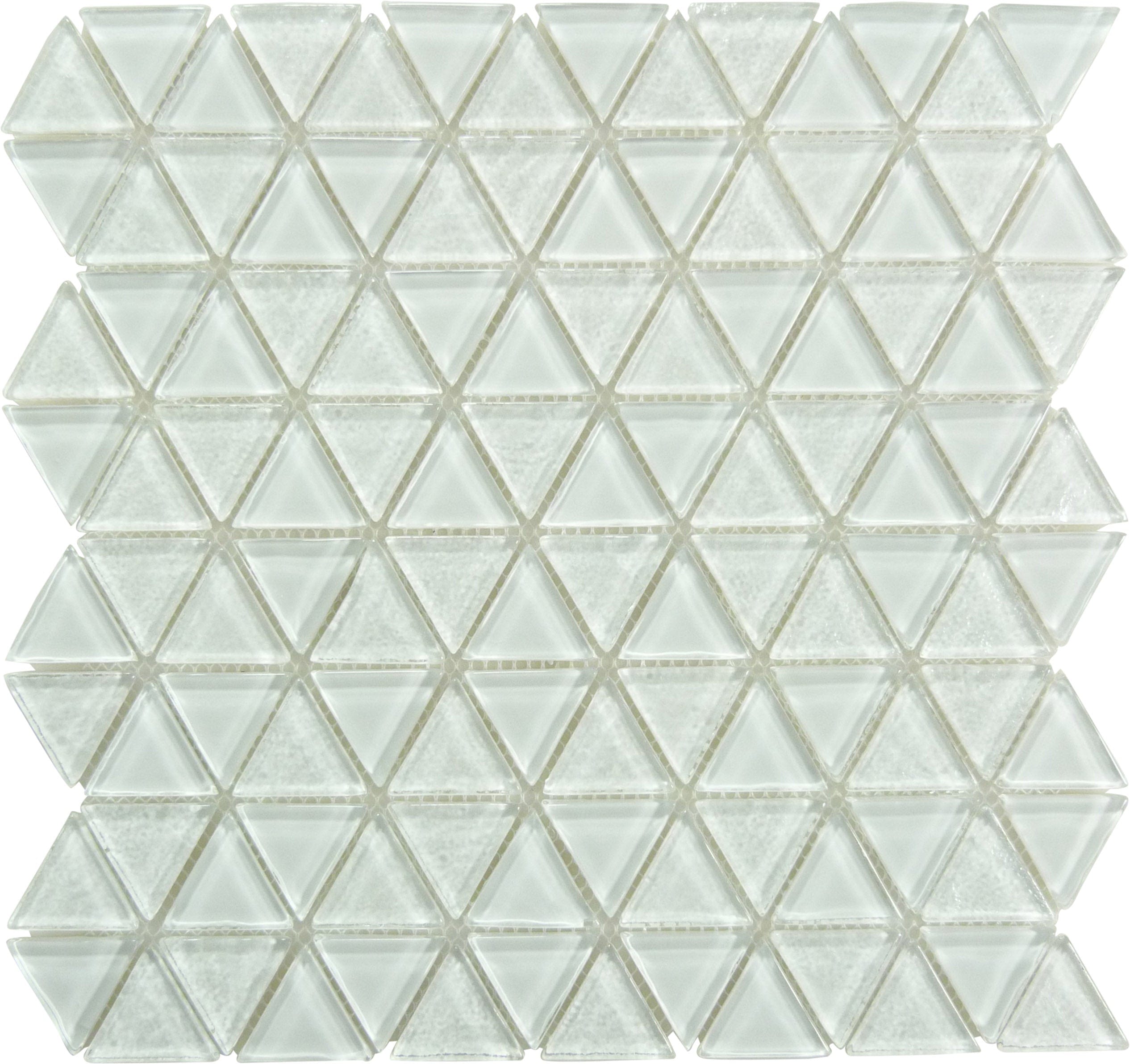 Triangle Whitestone White Glossy Glass Tile Royal Tile & Stone