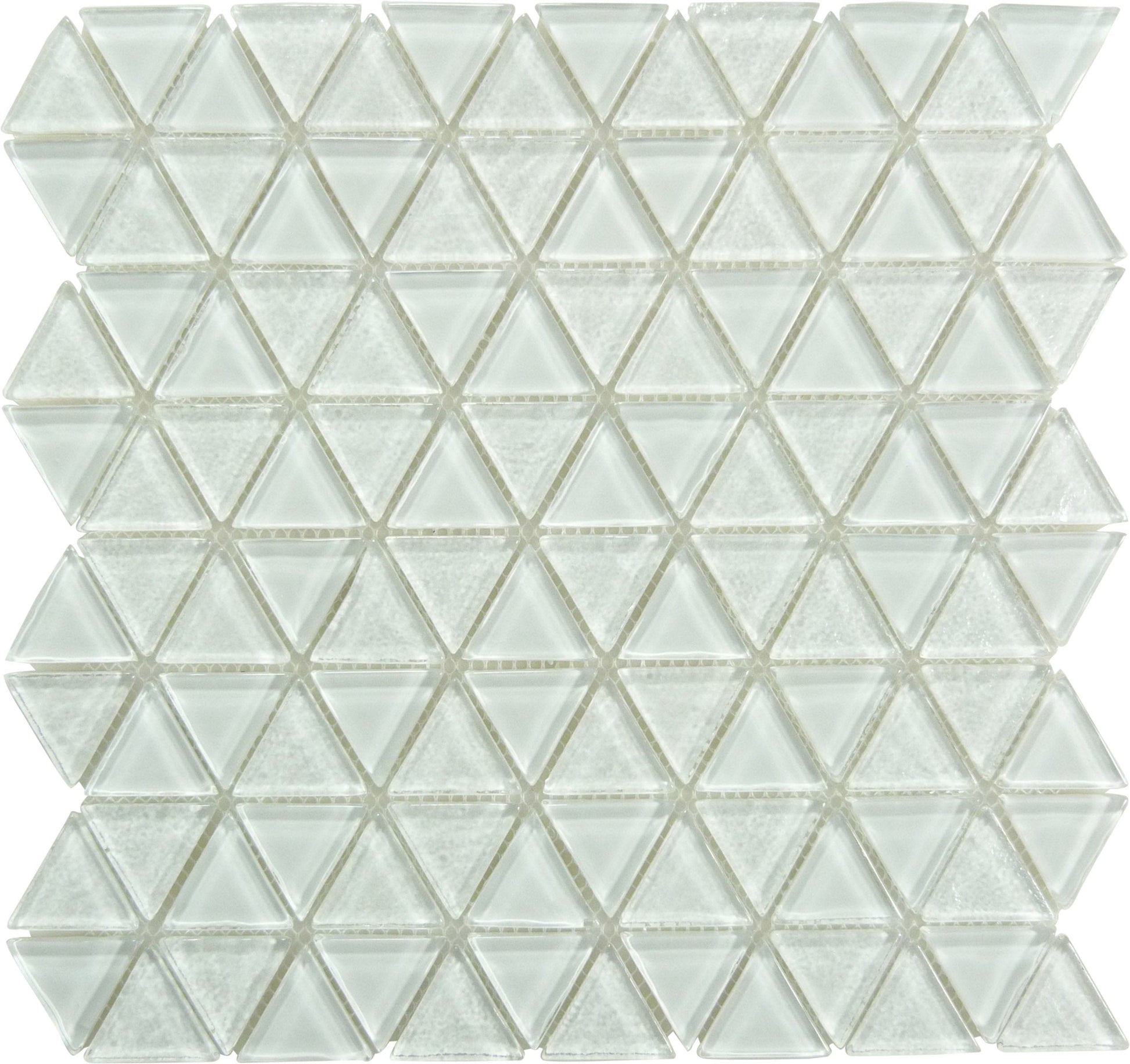 Triangle Whitestone White Glossy Glass Tile Royal Tile & Stone