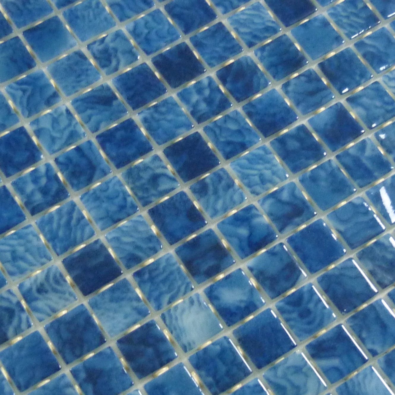 Vanguard Arrecife Blue 1x1 Glossy Glass Tile Royal Tile & Stone
