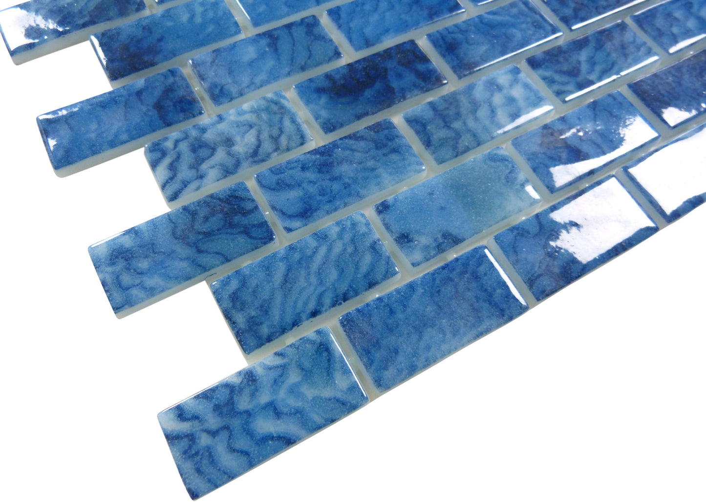 Vanguard Arrecife Blue 1x2 Glossy Glass Tile Royal Tile & Stone