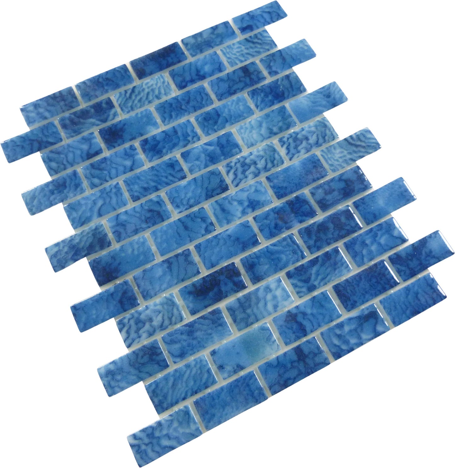 Vanguard Arrecife Blue 1x2 Glossy Glass Tile Royal Tile & Stone