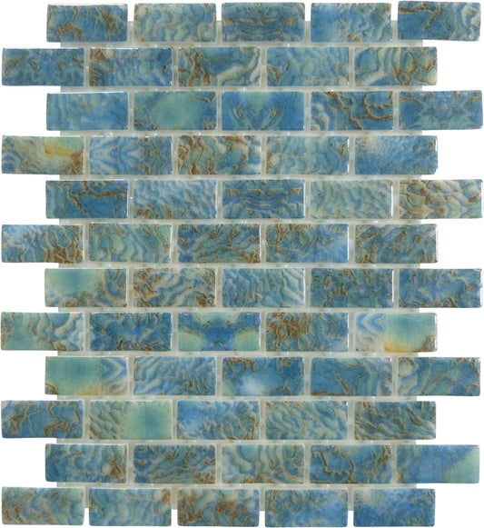 Vanguard Arrecife Green 1x2 Glossy Glass Tile Royal Tile & Stone