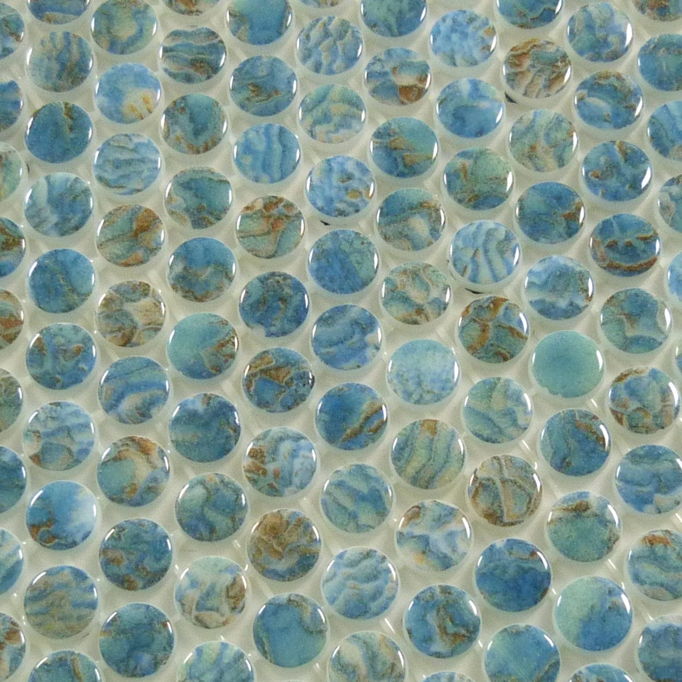 Vanguard Arrecife Green Penny Round Glossy Glass Tile Royal Tile & Stone