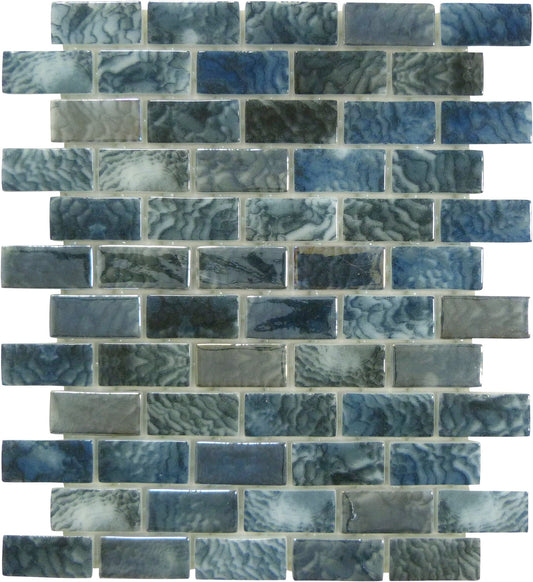Vanguard Arrecife Grey 1x2 Glossy Glass Tile Royal Tile & Stone