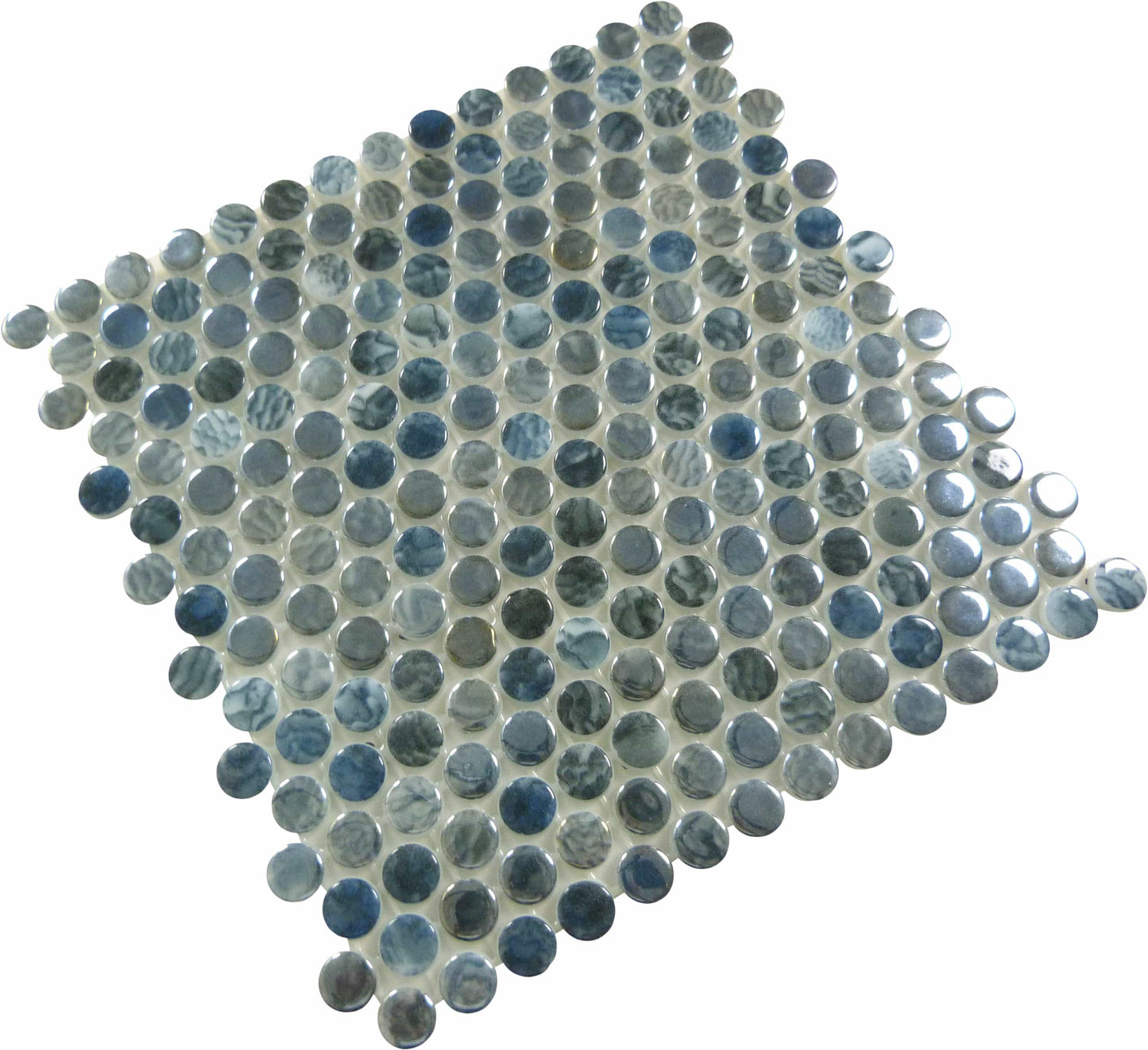 Vanguard Arrecife Grey Penny Round Glossy Glass Tile Royal Tile & Stone