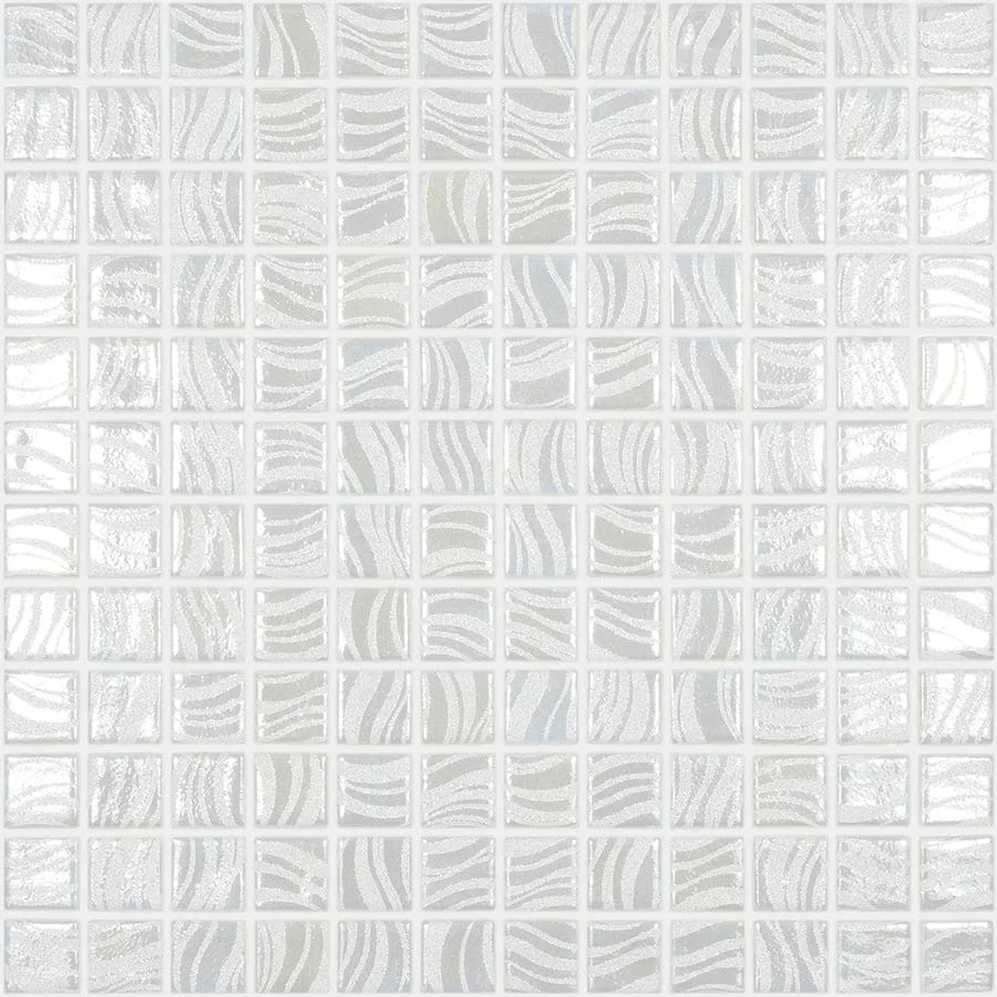 Glitter White 1x1 Glossy Glass Tile by Vidrepur