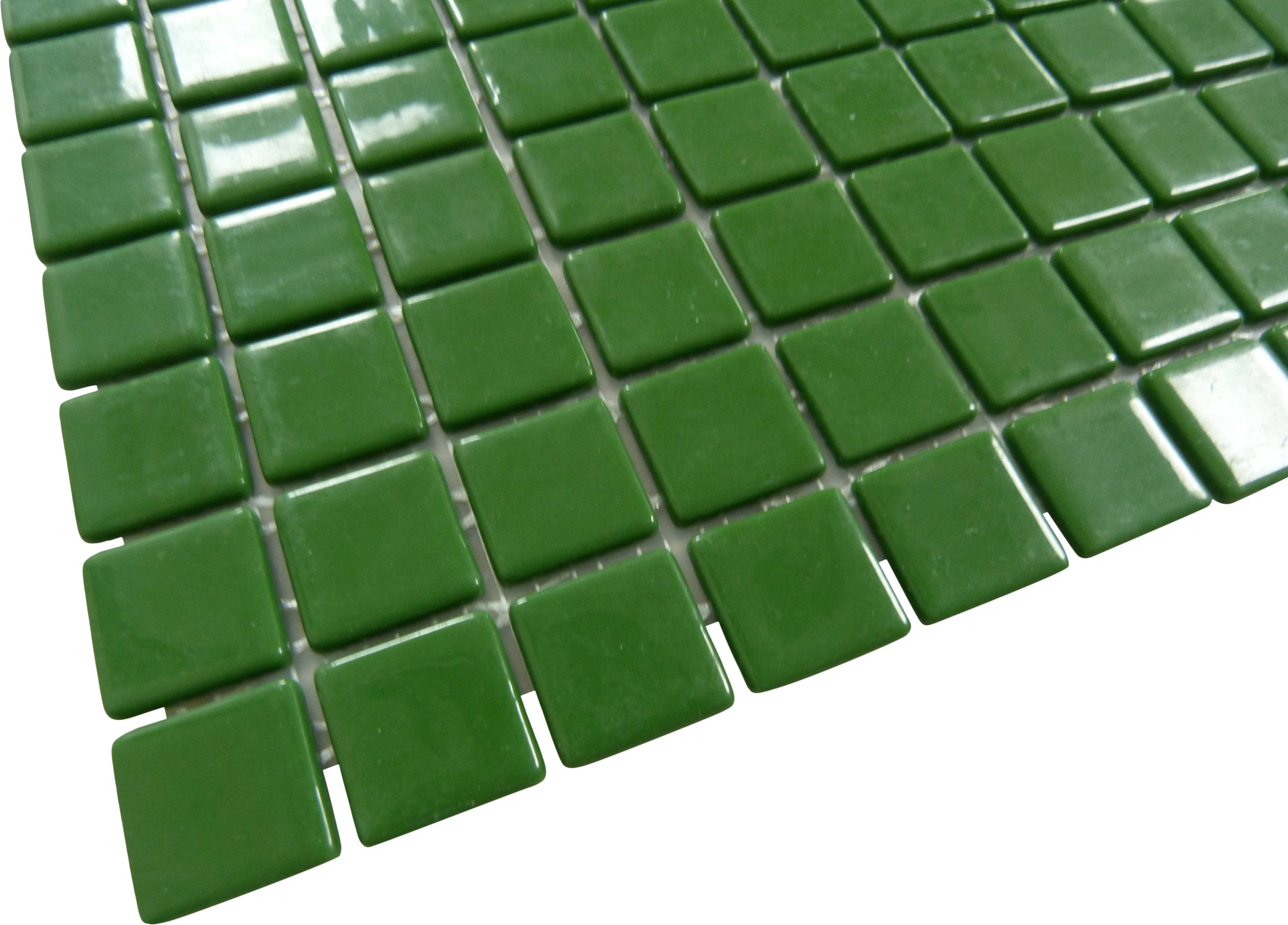 Dark Green 1x1 Glossy Glass Tile Absolut Glass