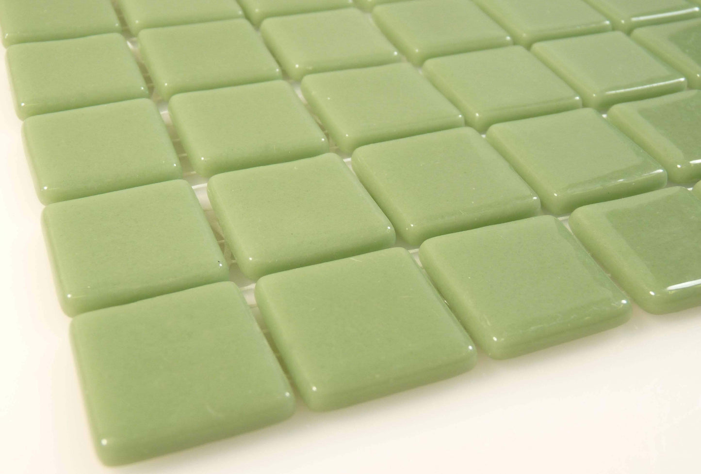 Light Green 1'' x 1'' Glass Glossy Tile Absolut Glass