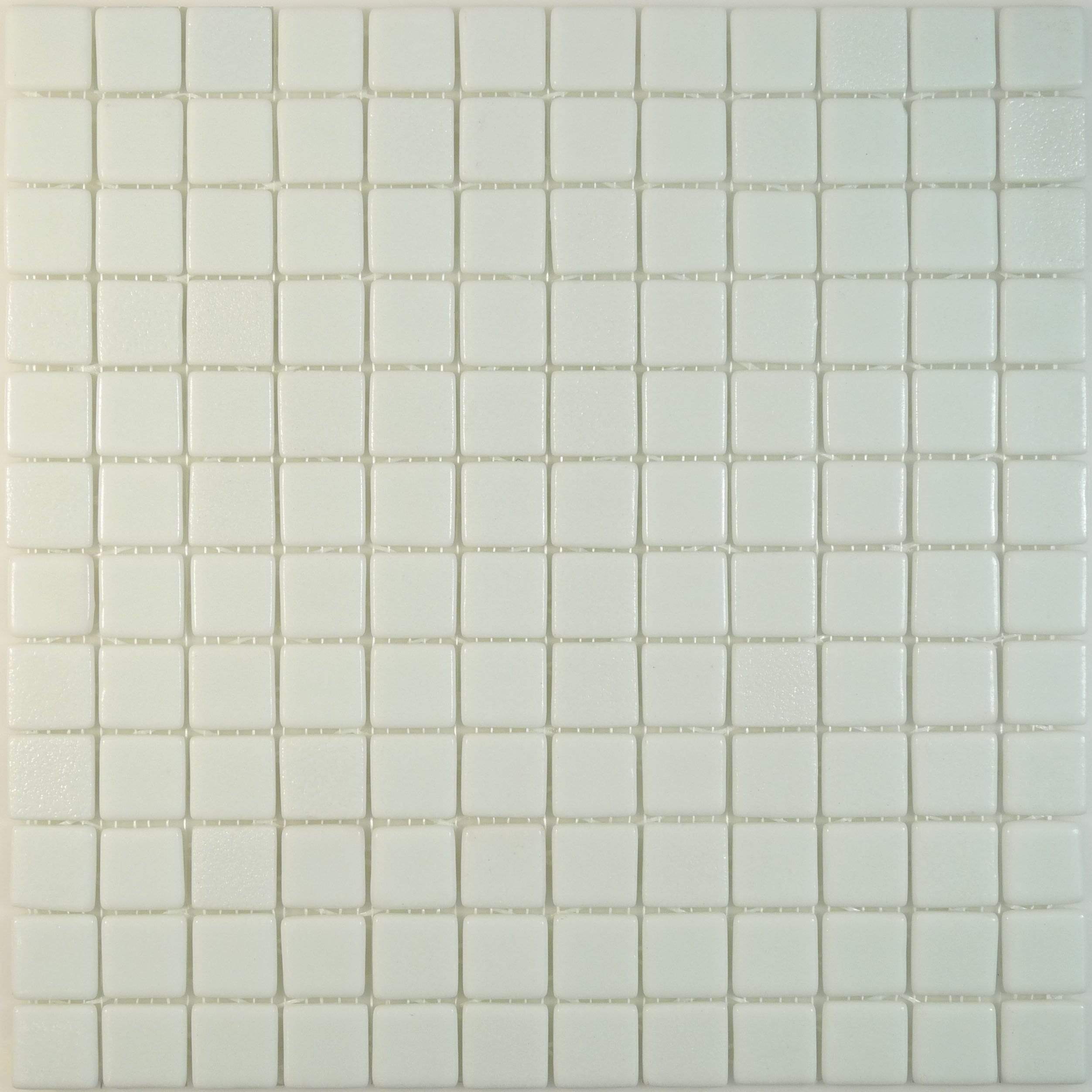 White Glossy Anti Slip 1"x 1" Glass Tile Absolut Glass