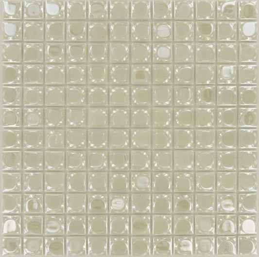 Aura White 1" x 1" Glossy Iridescent Glass Tile Absolut Glass