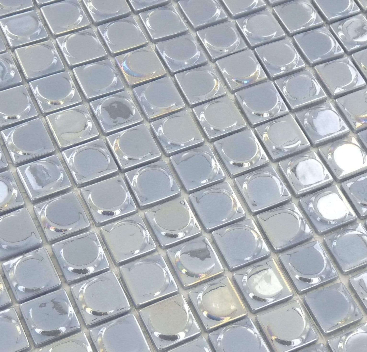 Aura Silver 1" x 1" Glossy & Iridescent Glass Tile Absolut Glass