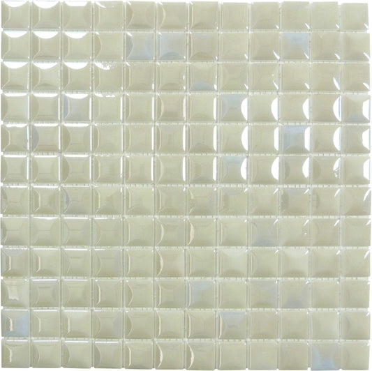 Edna White 1" x 1" Glossy & Iridescent Glass Tile Absolut Glass