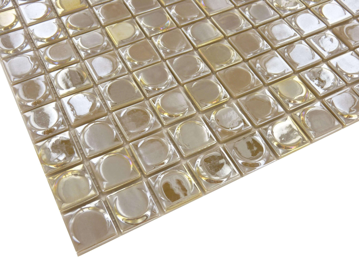 Aura Coffee Brown 1" x 1" Glossy & Iridescent Glass Tile Absolut Glass