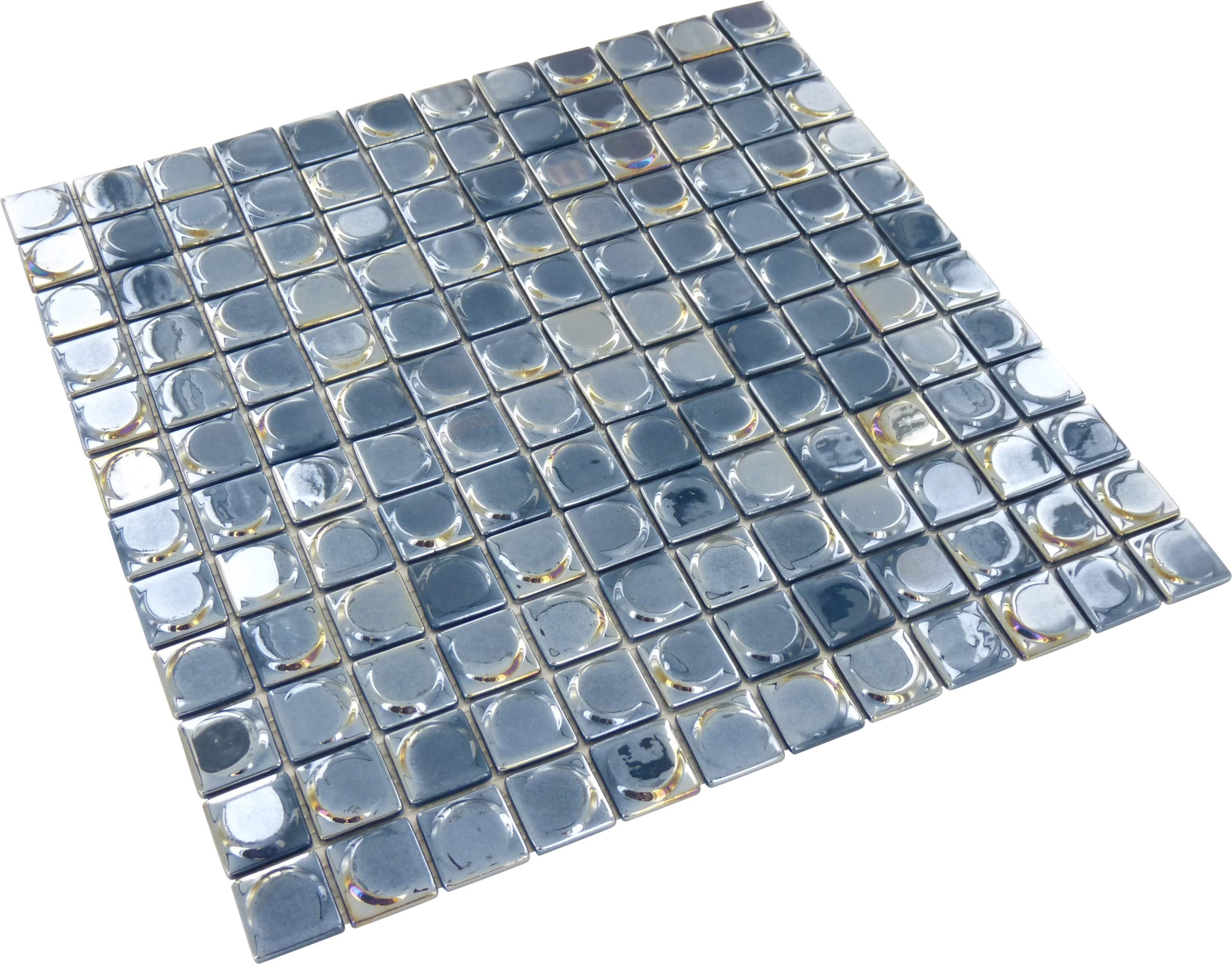 Aura Dark Blue 1" x 1" Glossy & Iridescent Glass Tile Absolut Glass