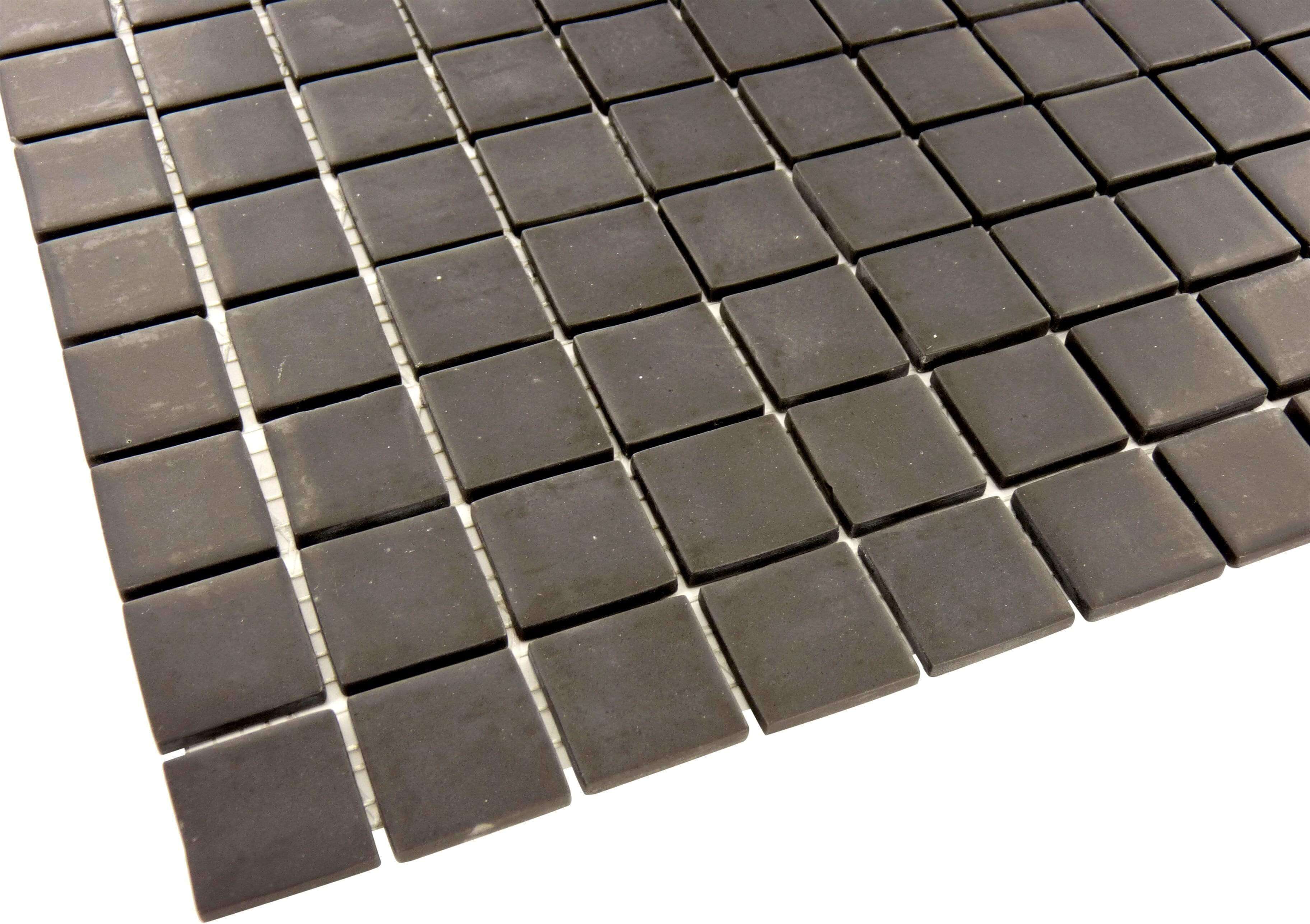 Dark Grey 1'' x 1'' Matte Glass Tile Absolut Glass