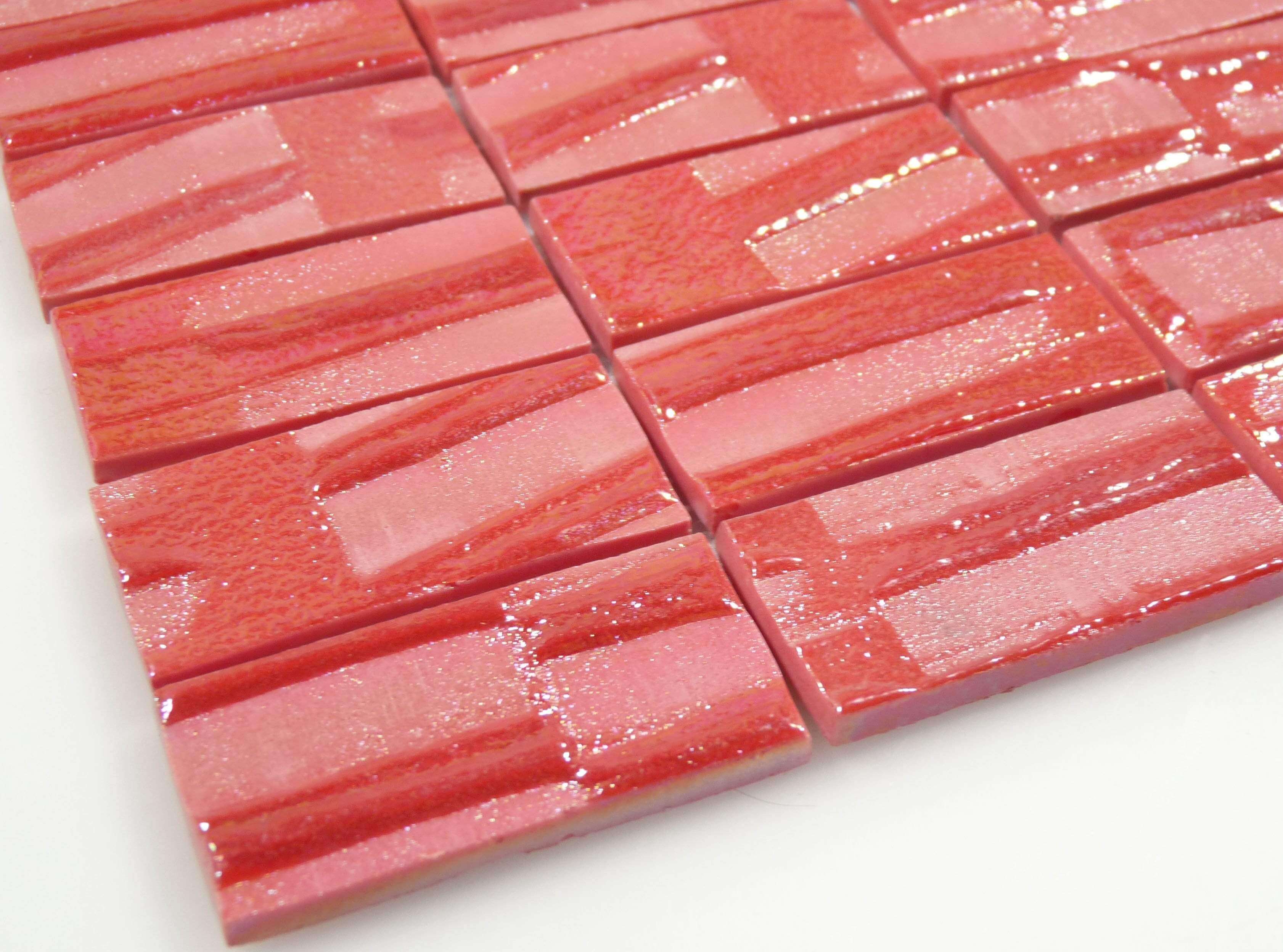 Mars Red Brick 1" x 2" Glossy Glass Tile Absolut Glass