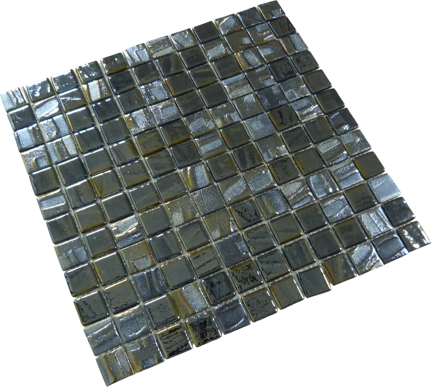 Midnight Moon Black 1" x 1" Glossy & Iridescent Glass Tile Absolut Glass