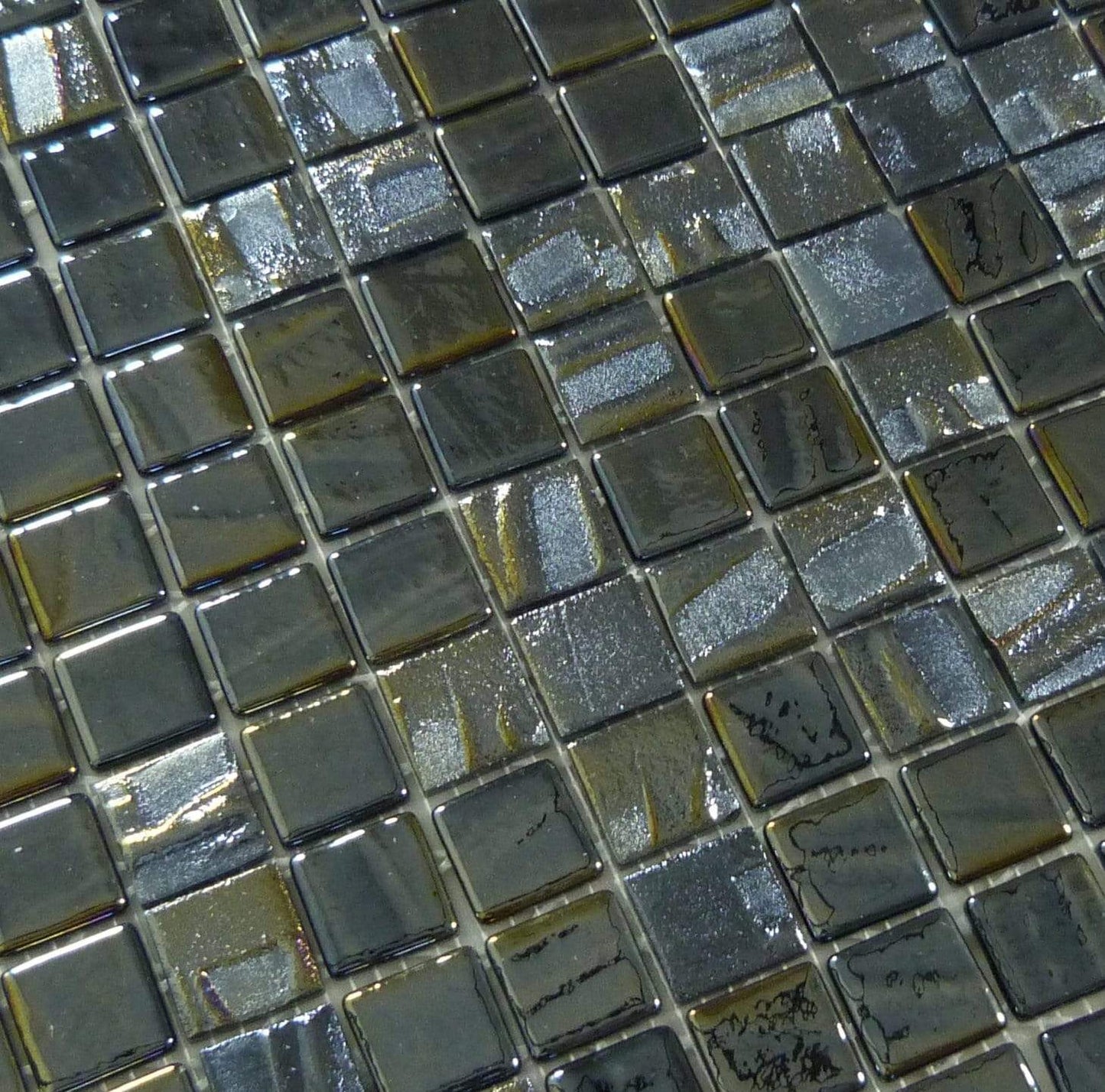 Midnight Moon Black 1" x 1" Glossy & Iridescent Glass Tile Absolut Glass