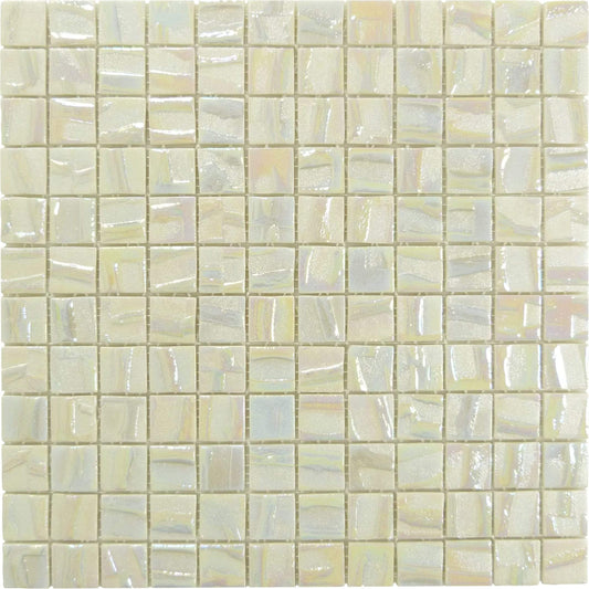 Moon Venus White 1" x 1" Glossy & Iridescent Glass Tile Absolut Glass