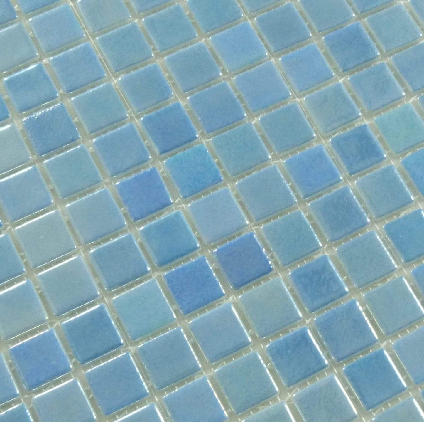 Shell Air Blue 1" x 1" Glossy & Iridescent Glass Tile Absolut Glass
