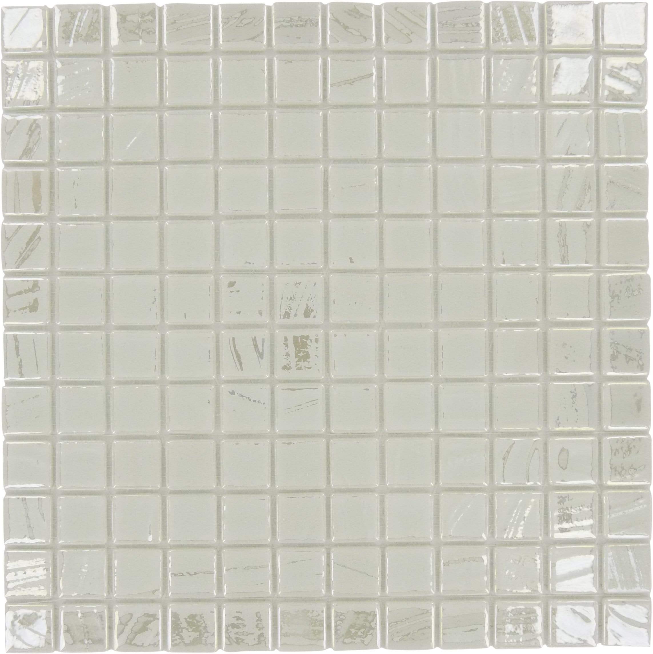 Snow White 1'' x 1'' Glossy & Iridescent Glass Tile Absolut Glass