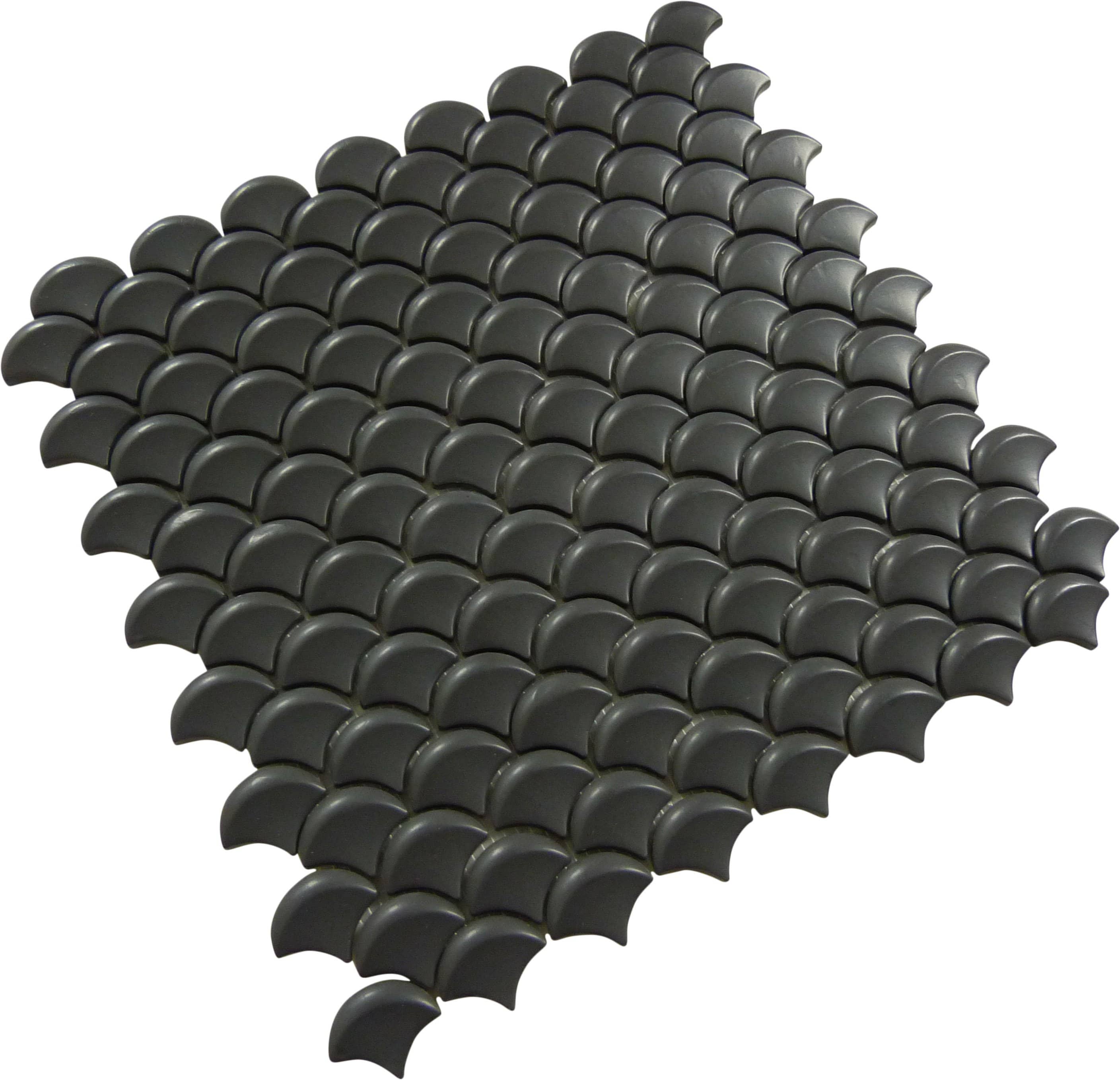 Soul 3D Fan Black Fishscale Matte Glass Tile Absolut Glass