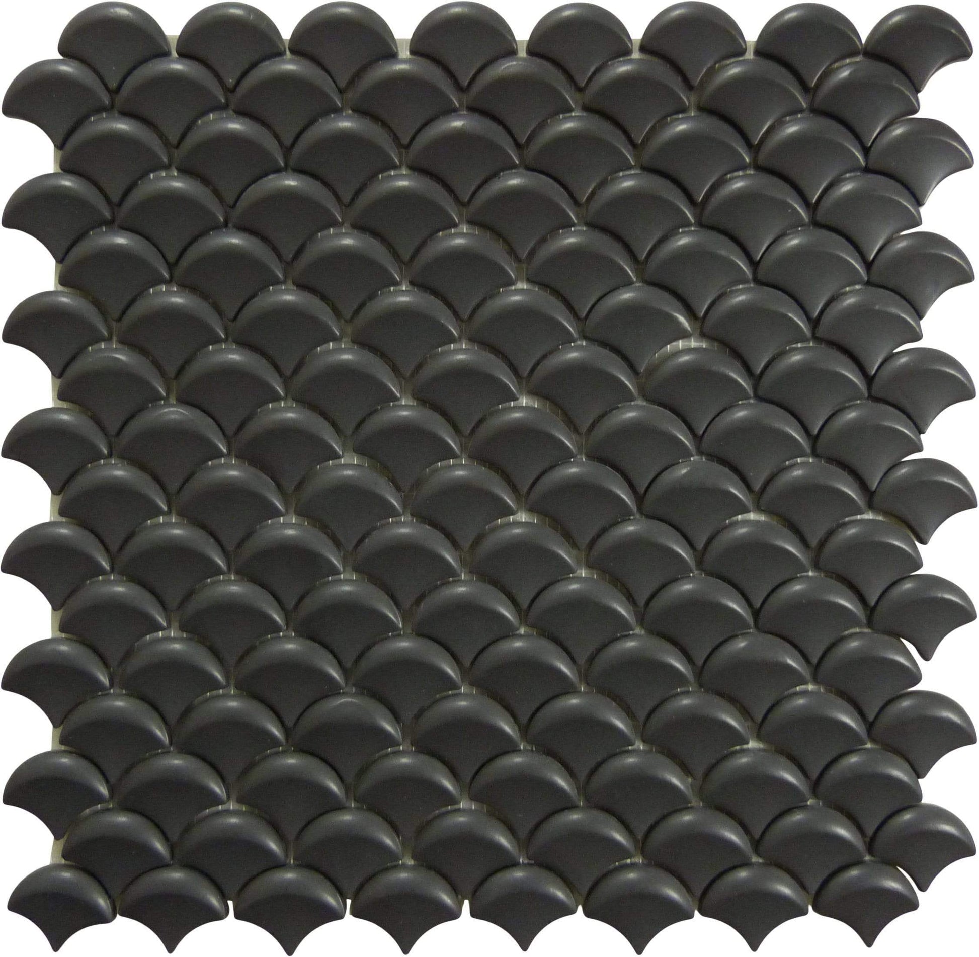 Soul 3D Fan Black Fishscale Matte Glass Tile Absolut Glass