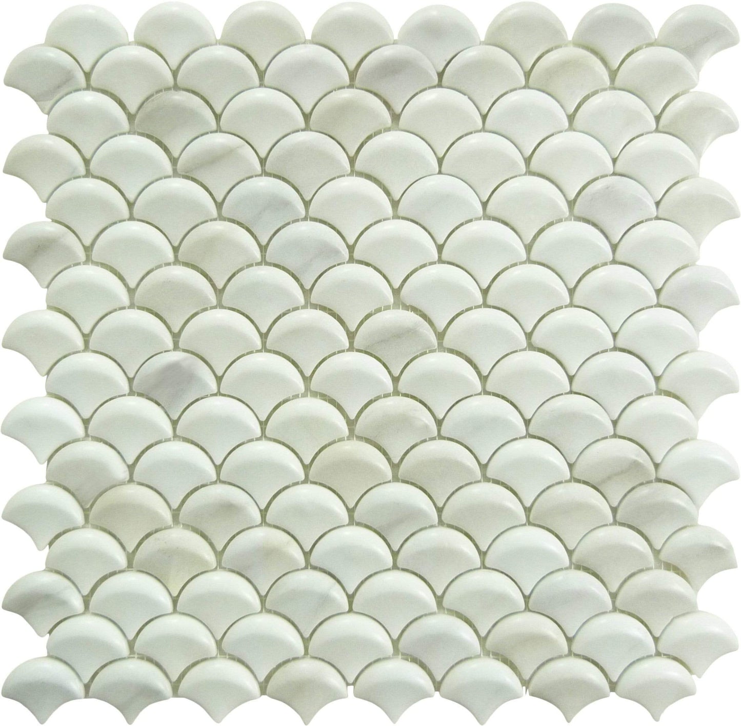 Soul 3D Fan Calacatta White Fishscale Matte Glass Tile Absolut Glass