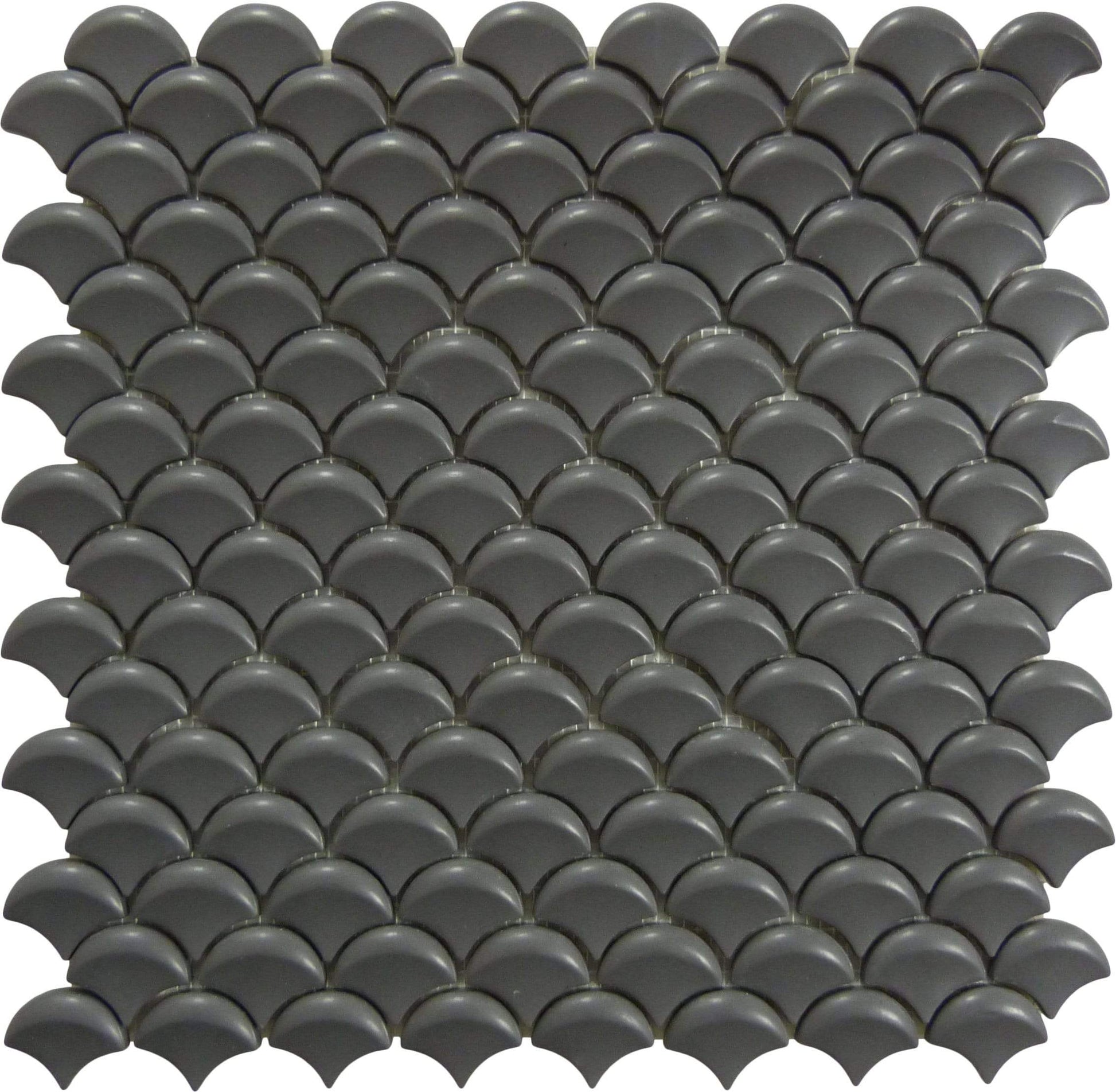 Soul 3D Fan Dark Grey Fishscale Matte Glass Tile Absolut Glass