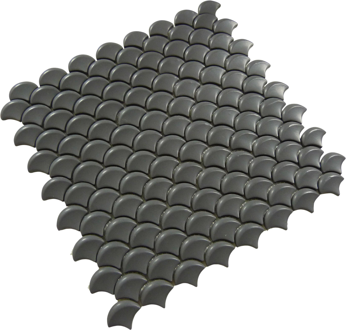 Soul 3D Fan Dark Grey Fishscale Matte Glass Tile Absolut Glass