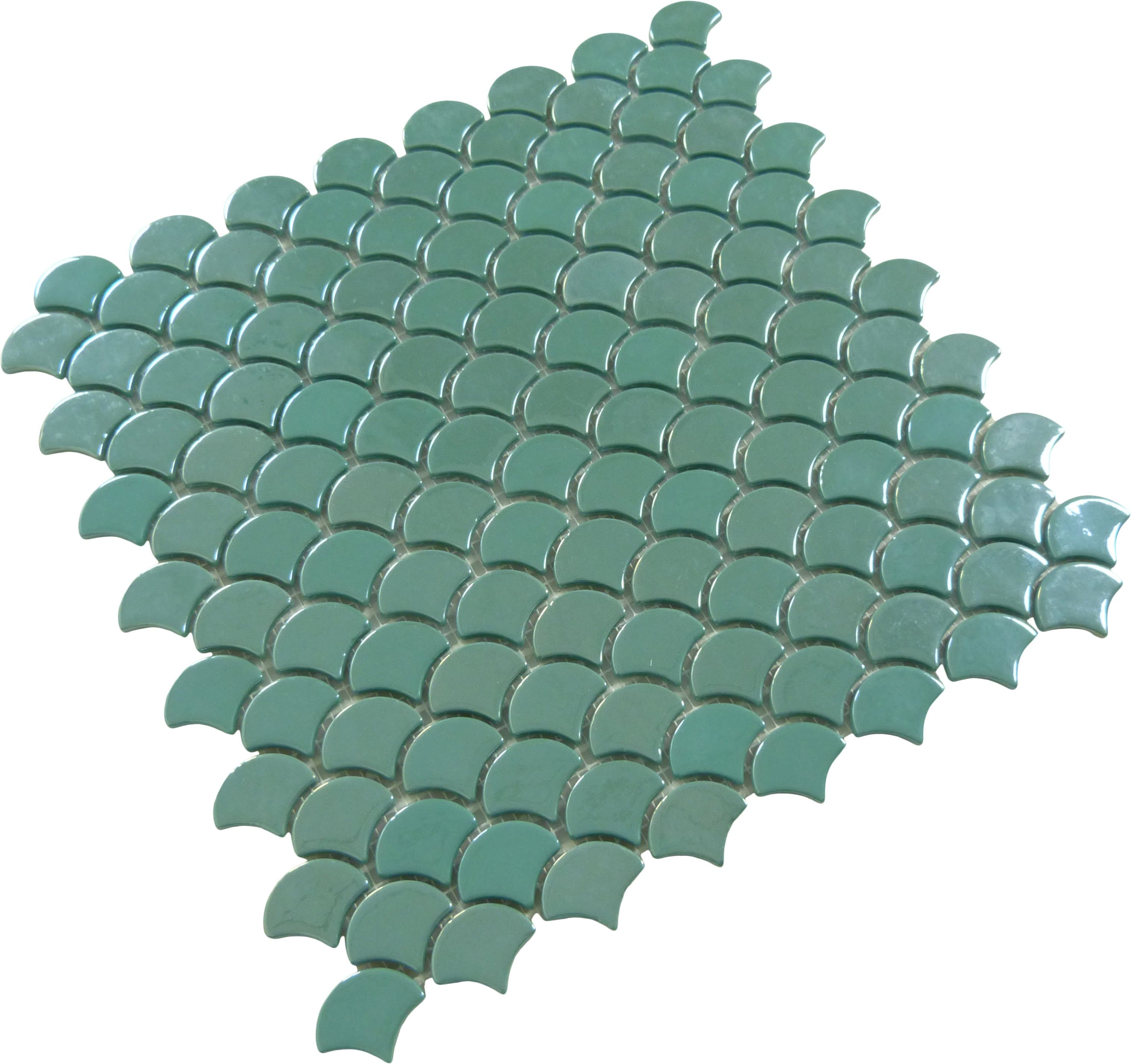 Soul Flat Fans Aqua Fishscale Glossy Glass Tile Absolut Glass