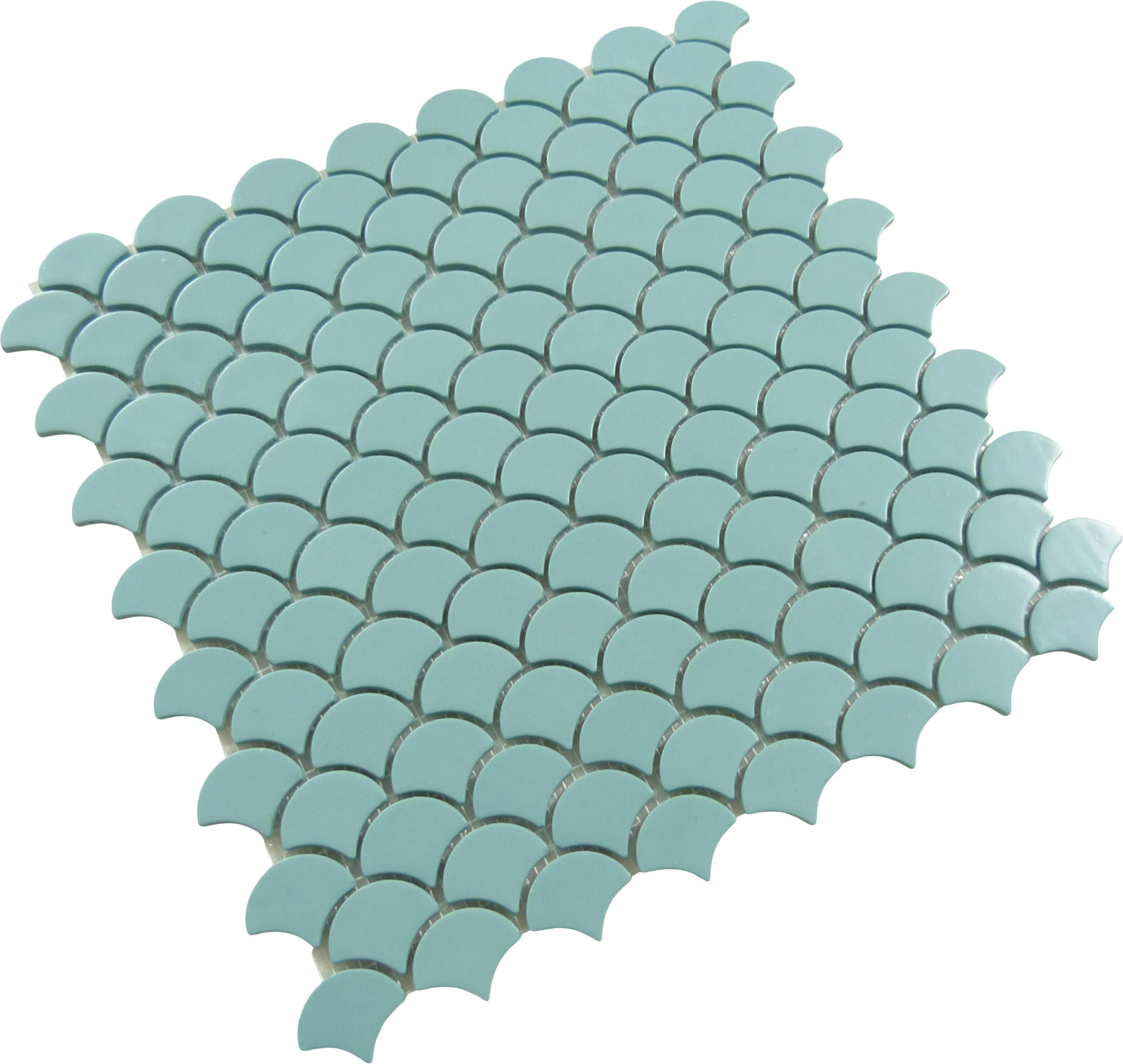 Soul Flat Fans Aqua Fishscale Matte Glass Tile Absolut Glass