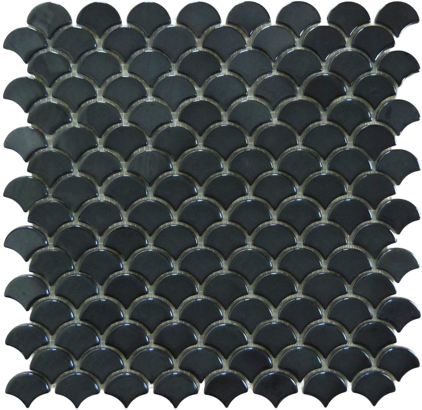 Soul Flat Fans Black Fishscale Glossy Glass Tile Absolut Glass