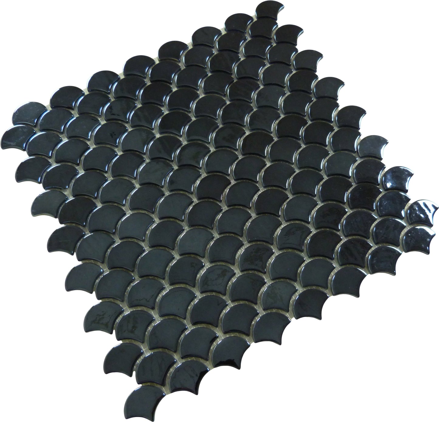 Soul Flat Fans Black Fishscale Glossy Glass Tile Absolut Glass