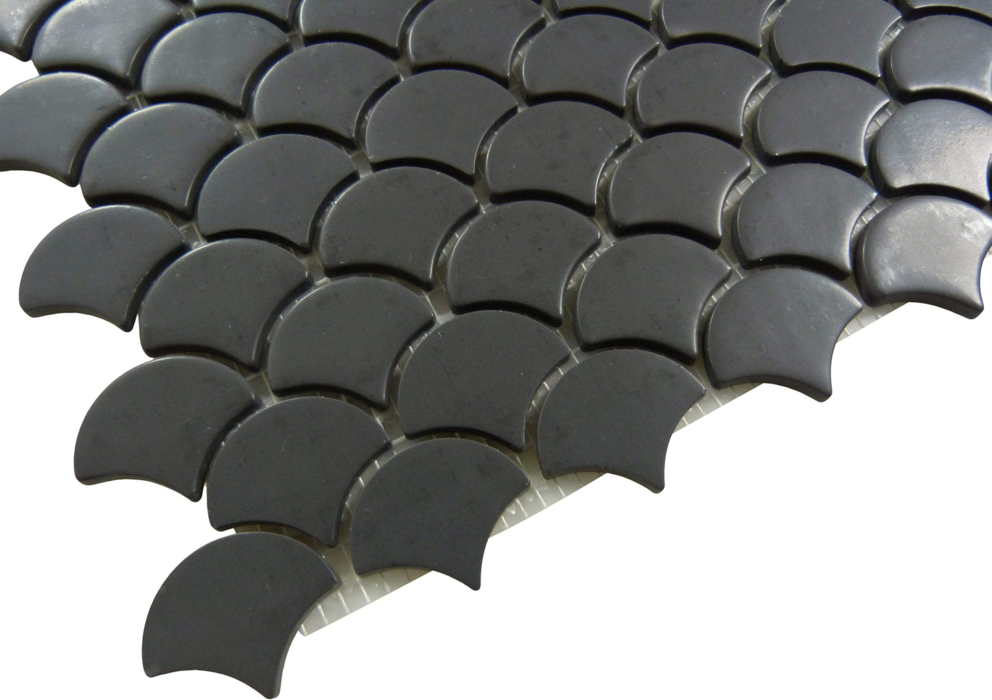 Soul Flat Fans Dark Grey Fishscale Glossy Glass Tile Absolut Glass