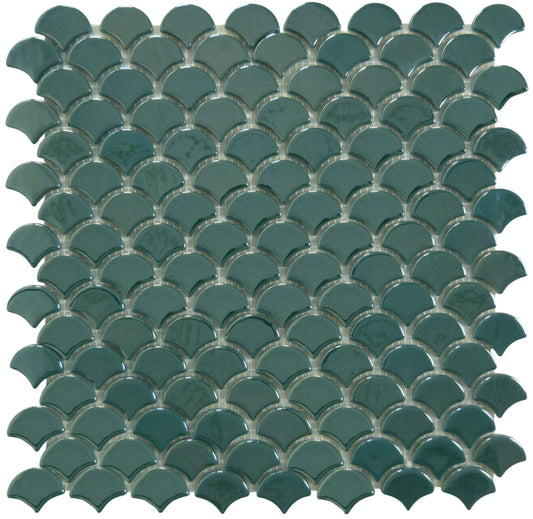 Soul Flat Fans Green Fishscale Glossy Glass Tile Absolut Glass