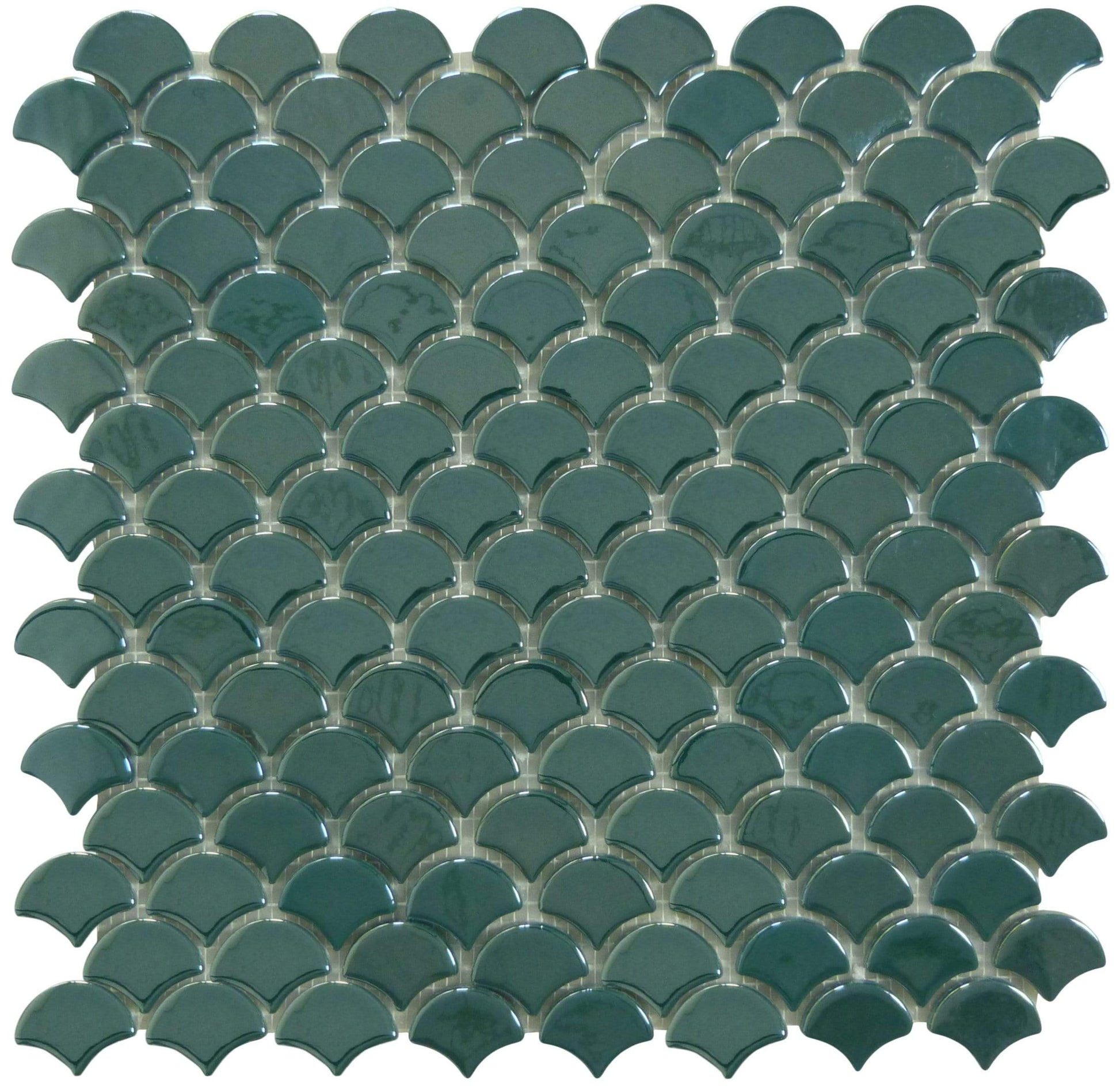 Soul Flat Fans Green Fishscale Glossy Glass Tile Absolut Glass