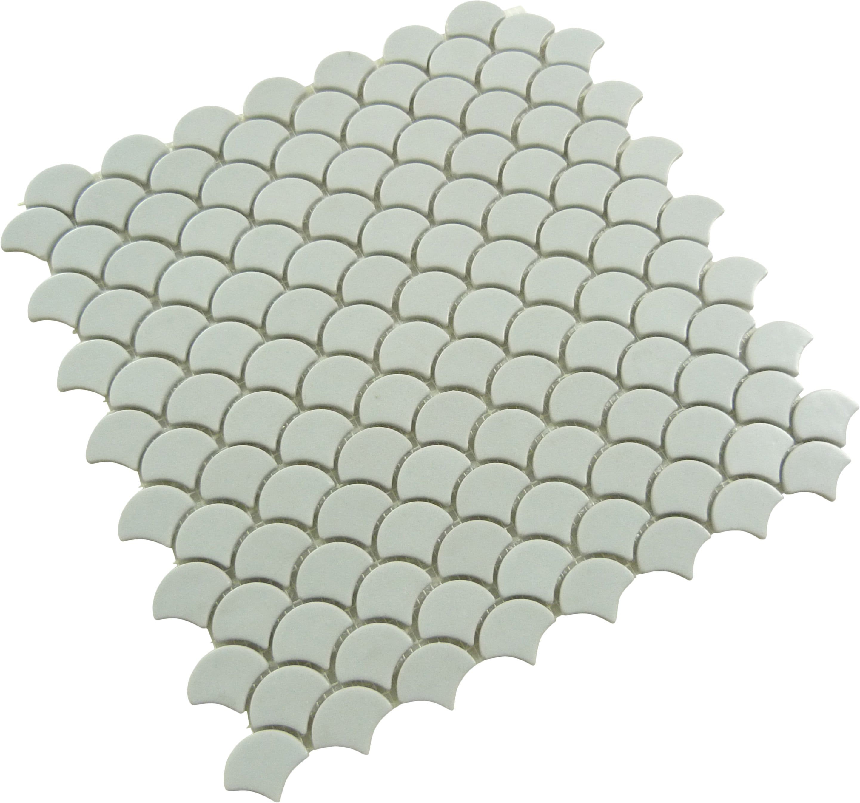 Soul Flat Fans Light Grey Fishscale Matte Glass Tile Absolut Glass