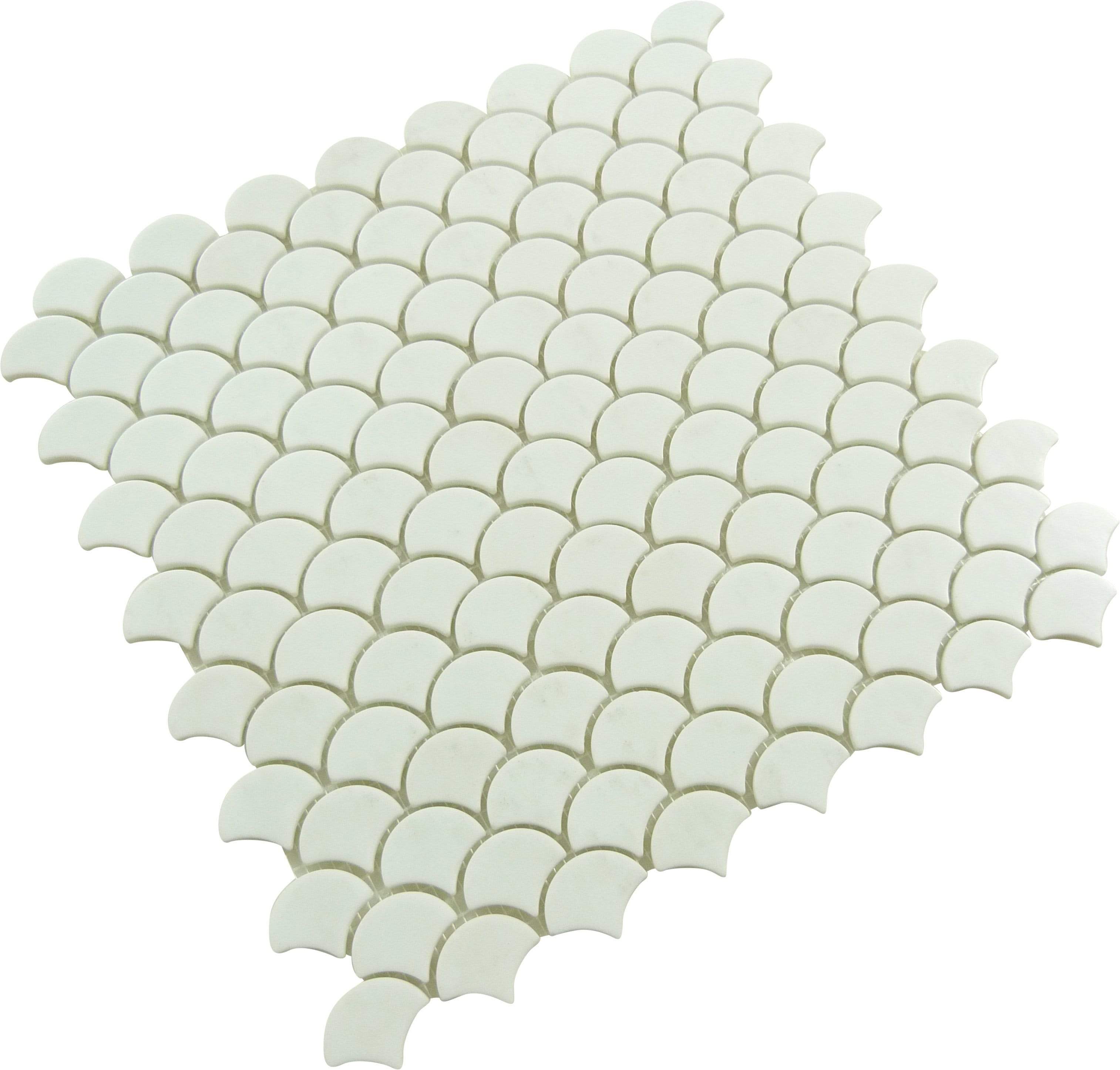 Soul Flat Fans White Fishscale Matte Glass Tile Absolut Glass