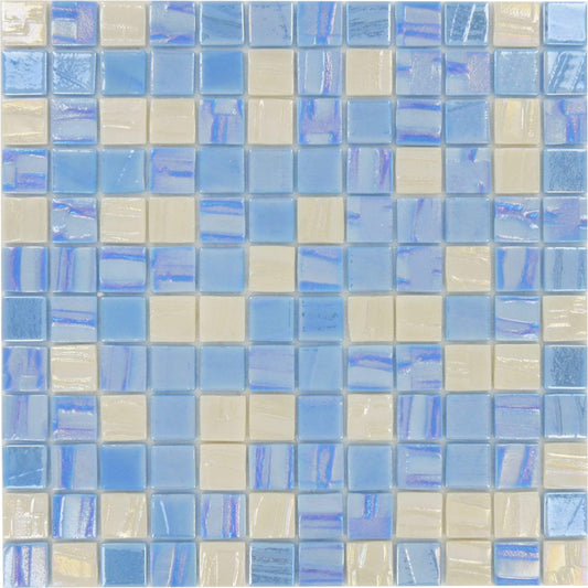 Vogue Blue Star 1" x 1" Glossy & Iridescent Glass Tile Absolut Glass