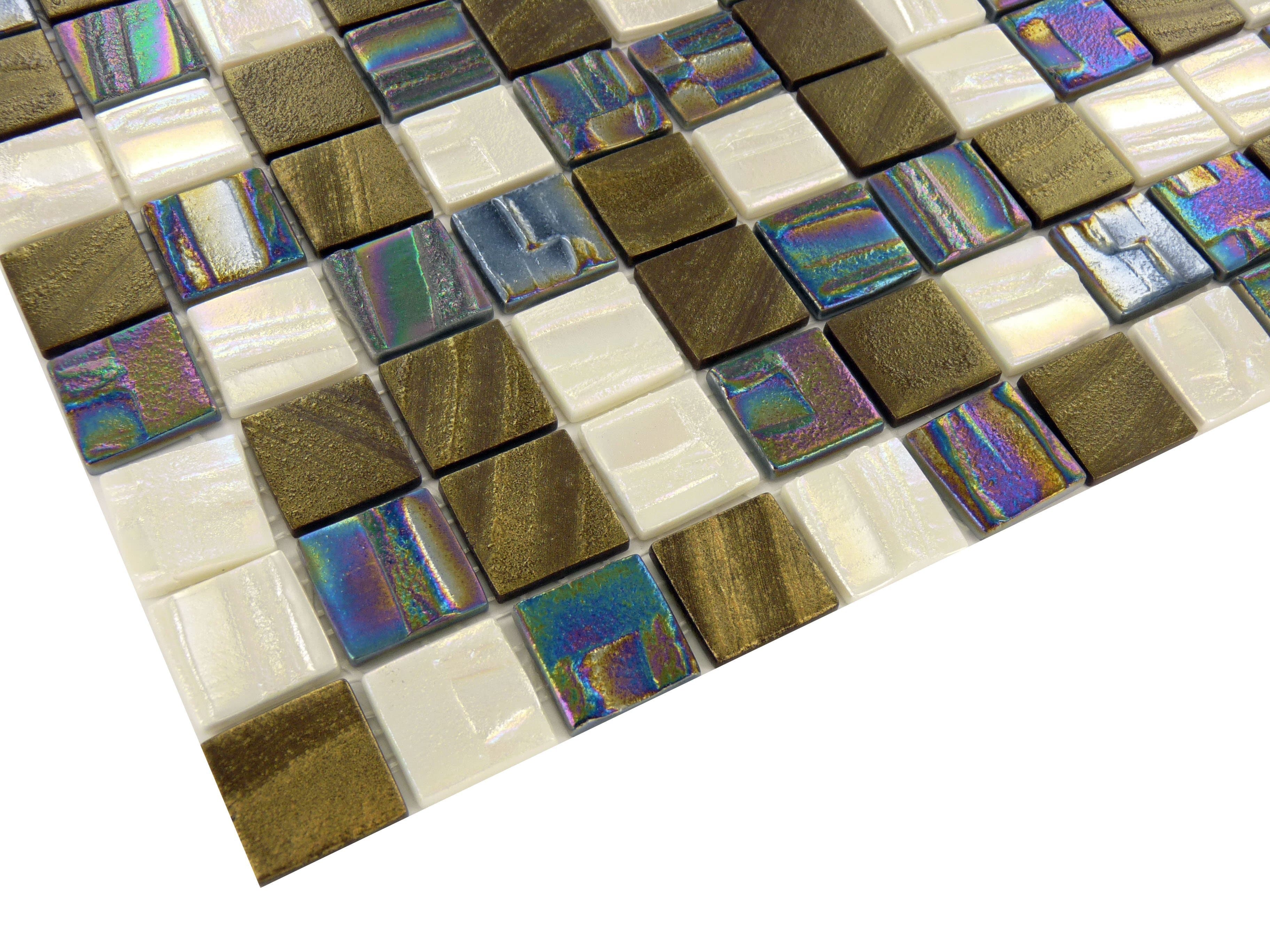 Vogue Cosmo Bronze Blend 1" x 1" Iridescent Glass Tile Absolut Glass